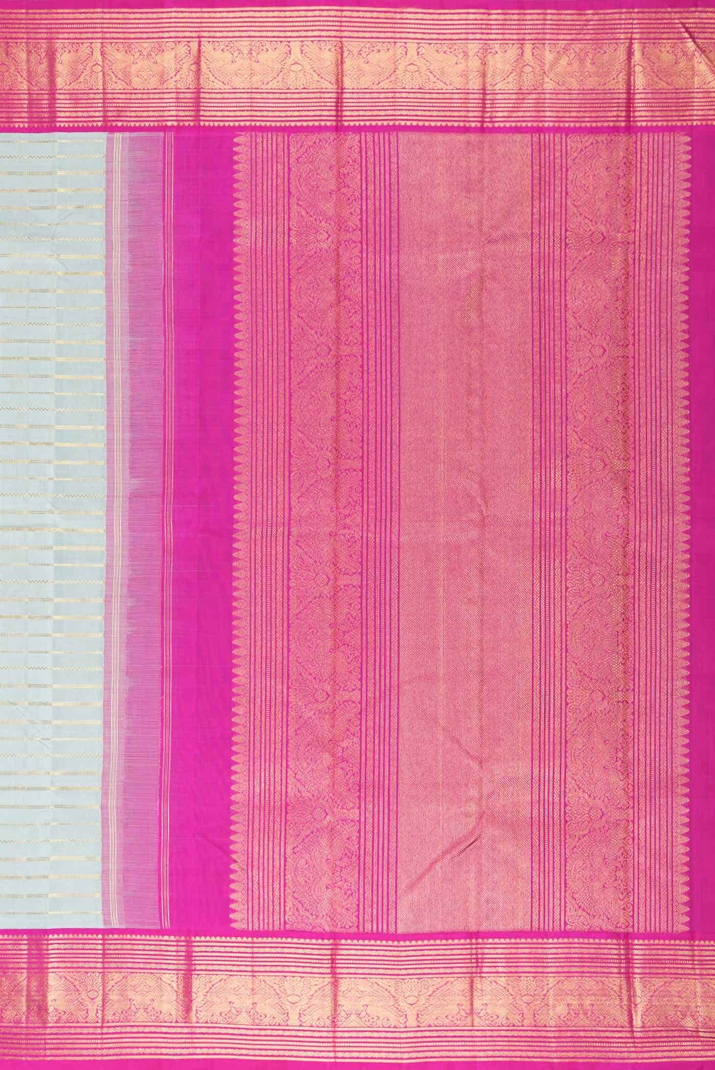 Pure Silk Pure Zari Davys Grey Kanchipuram Saree - Image 4