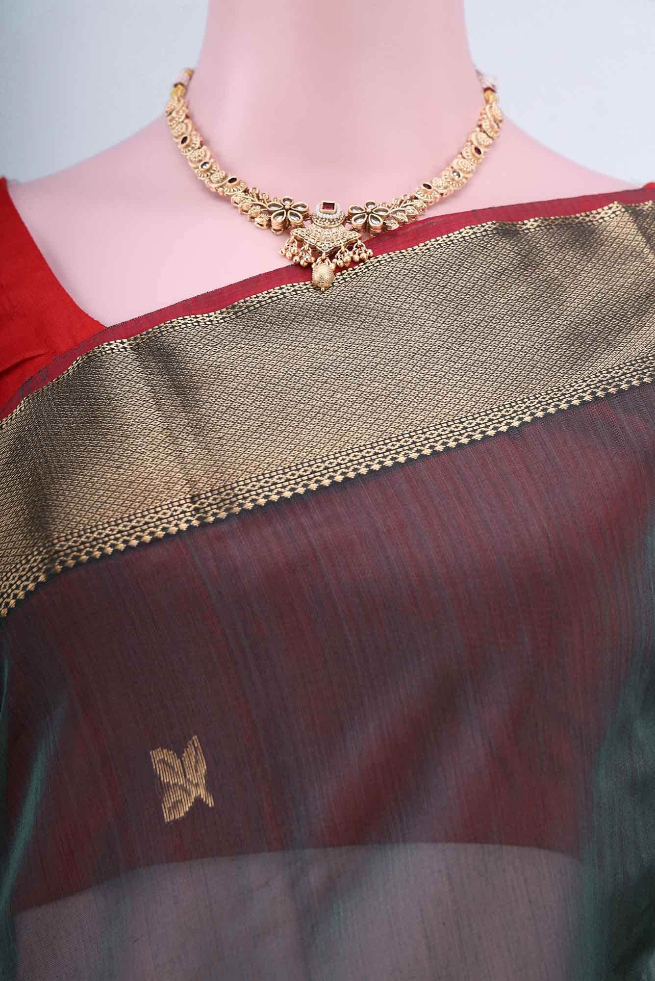Davys Grey Khadi Cotton Saree - Image 3