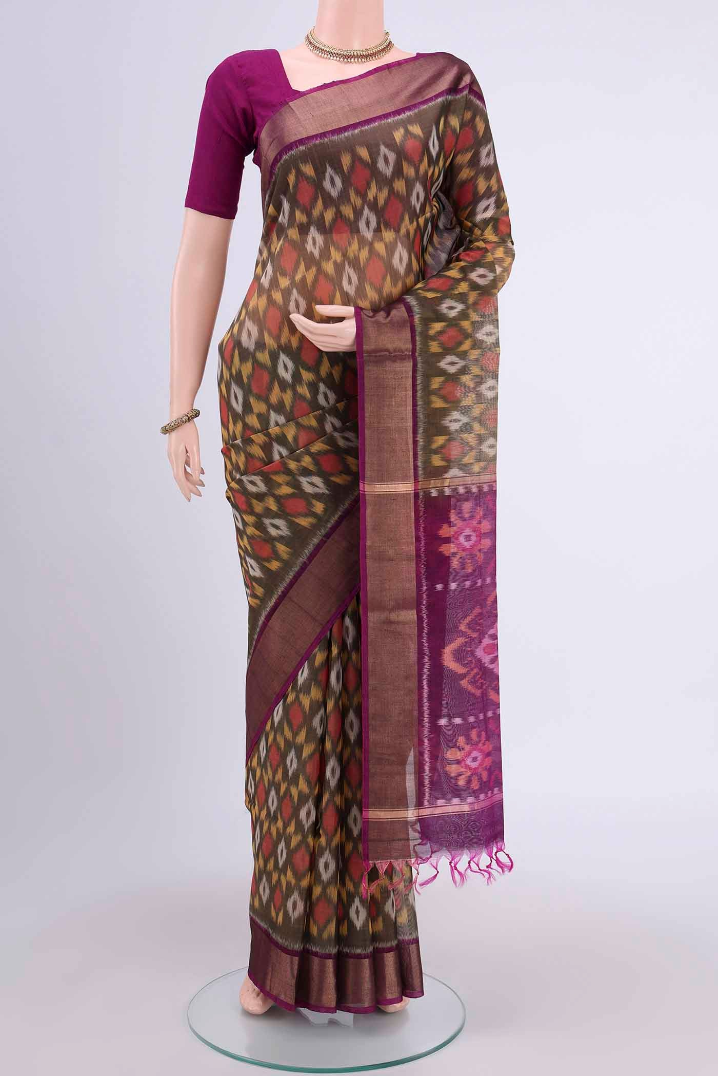 Davys Grey Kora Cotton Saree