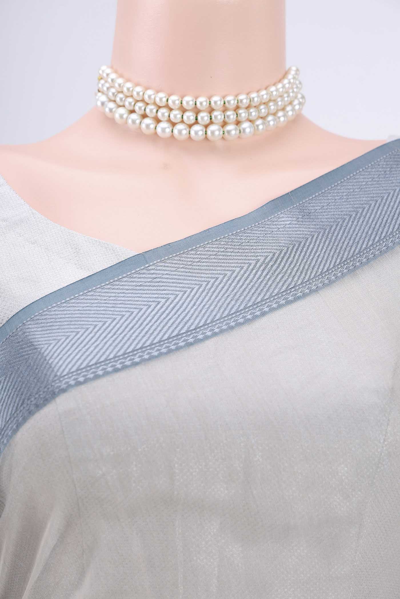 Davys Grey Maheshwari Silk Cotton Saree - Image 2