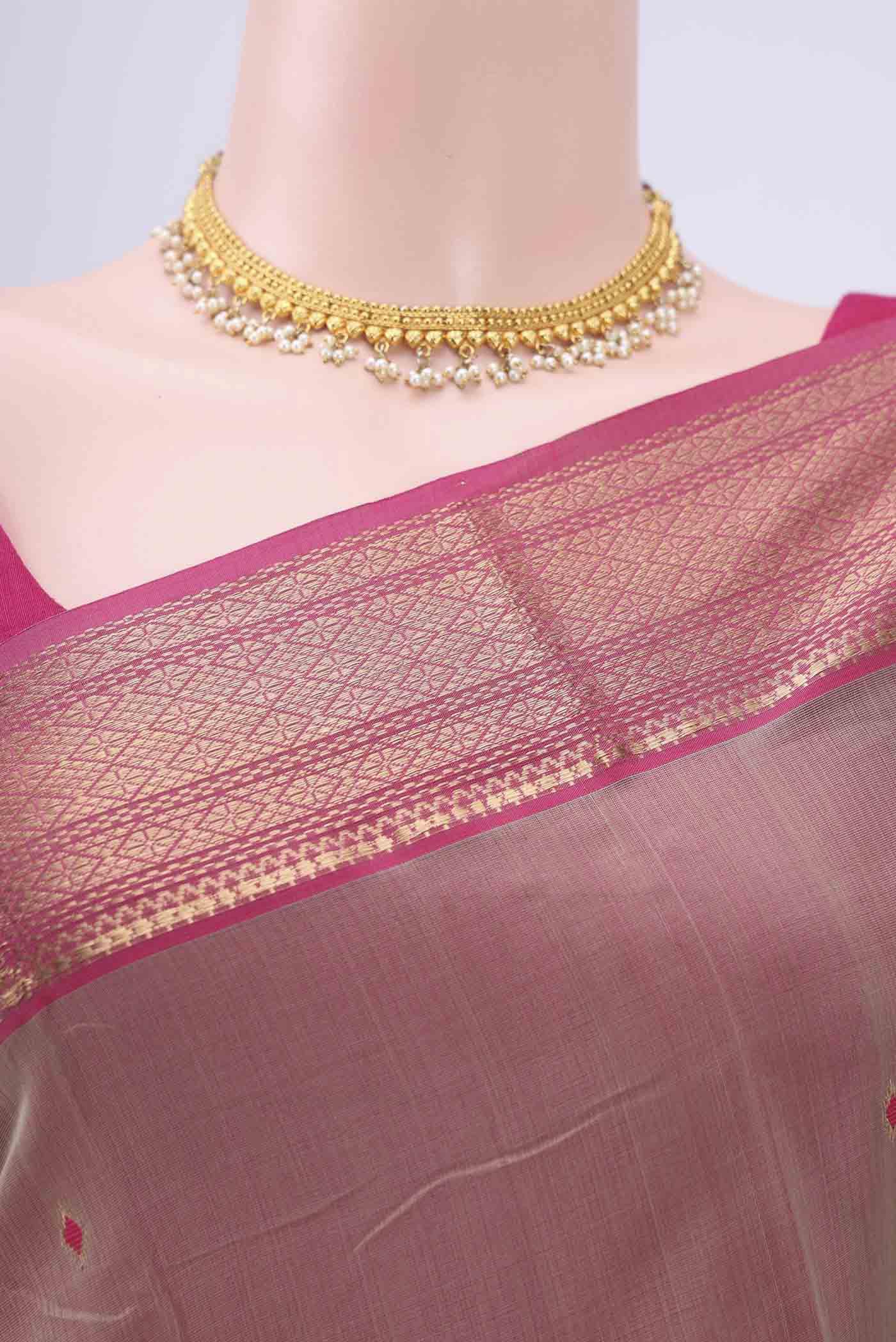 Davys Grey Maheshwari Silk Cotton Saree - Image 2