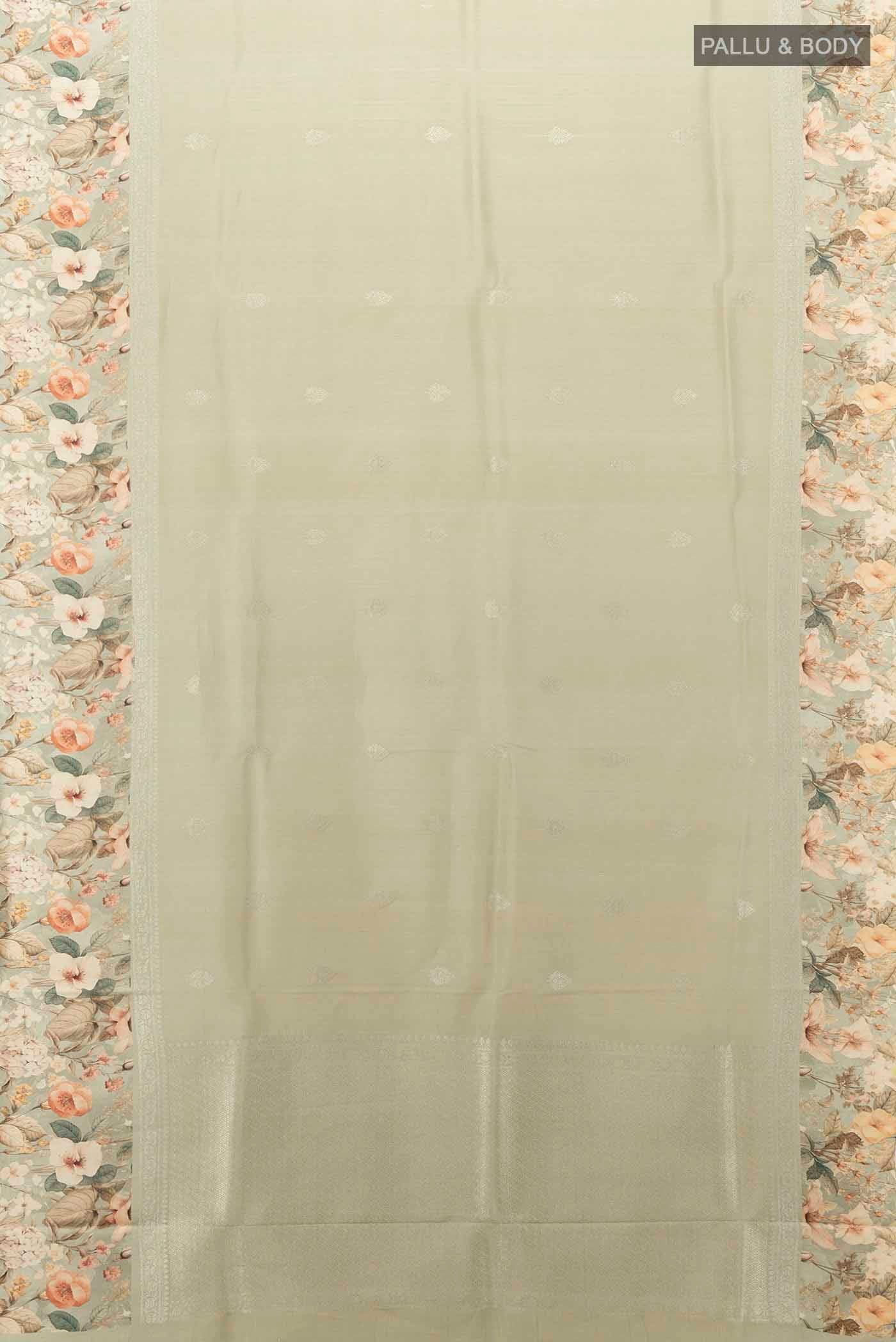 Davys Grey Printed Silk Saree - Image 5