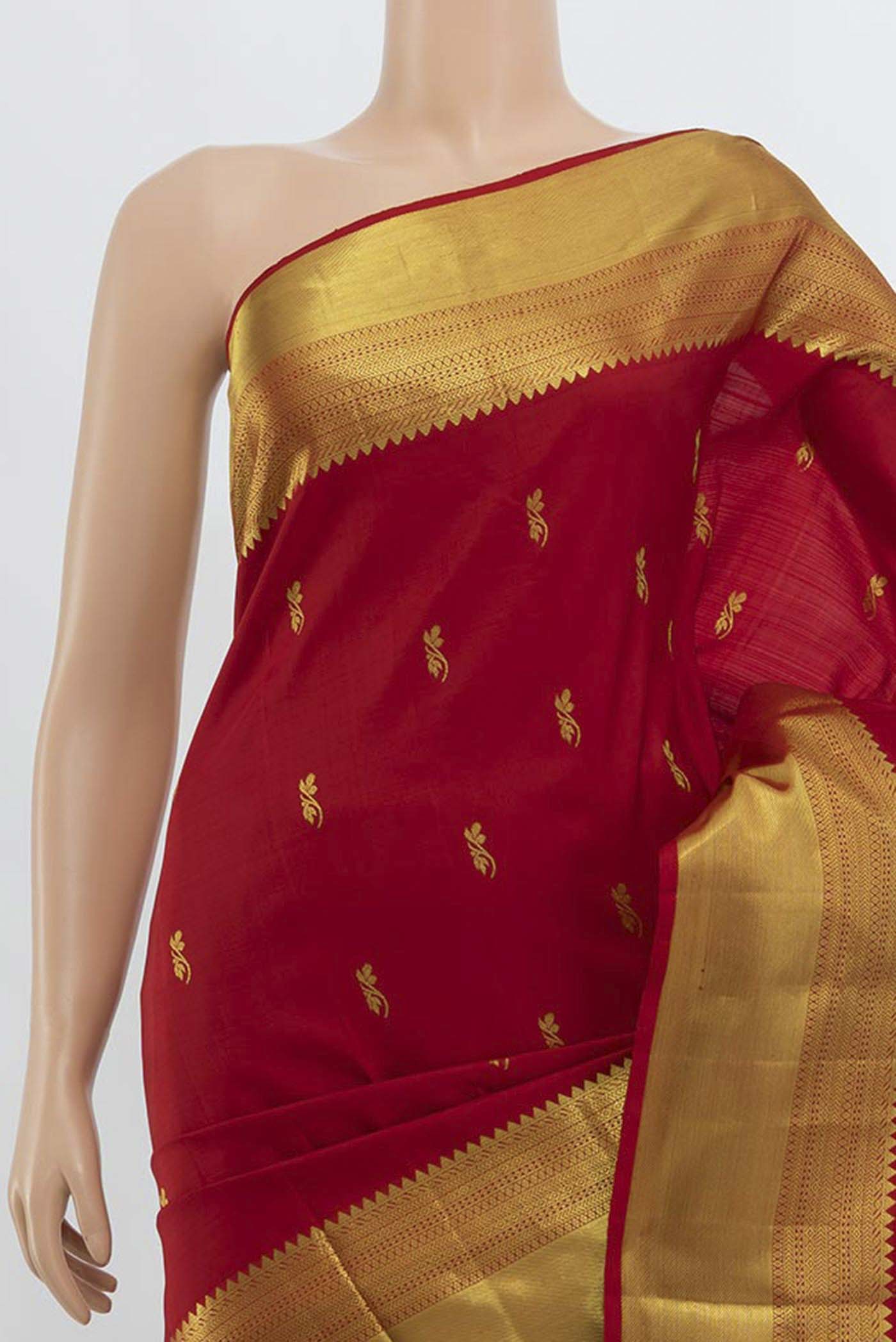 Red Kanchipuram Silk Saree - Image 2