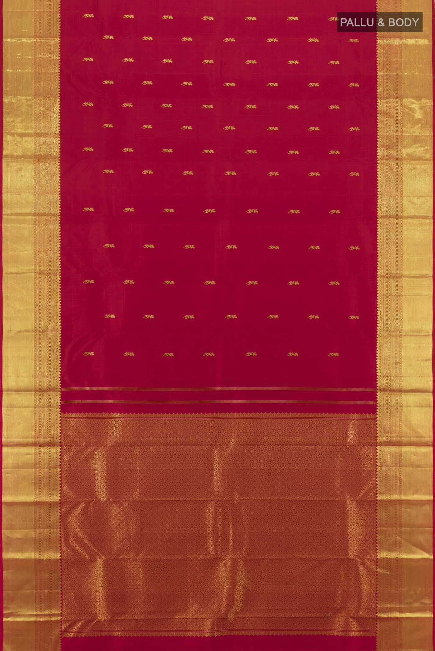 Red Kanchipuram Silk Saree - Image 5