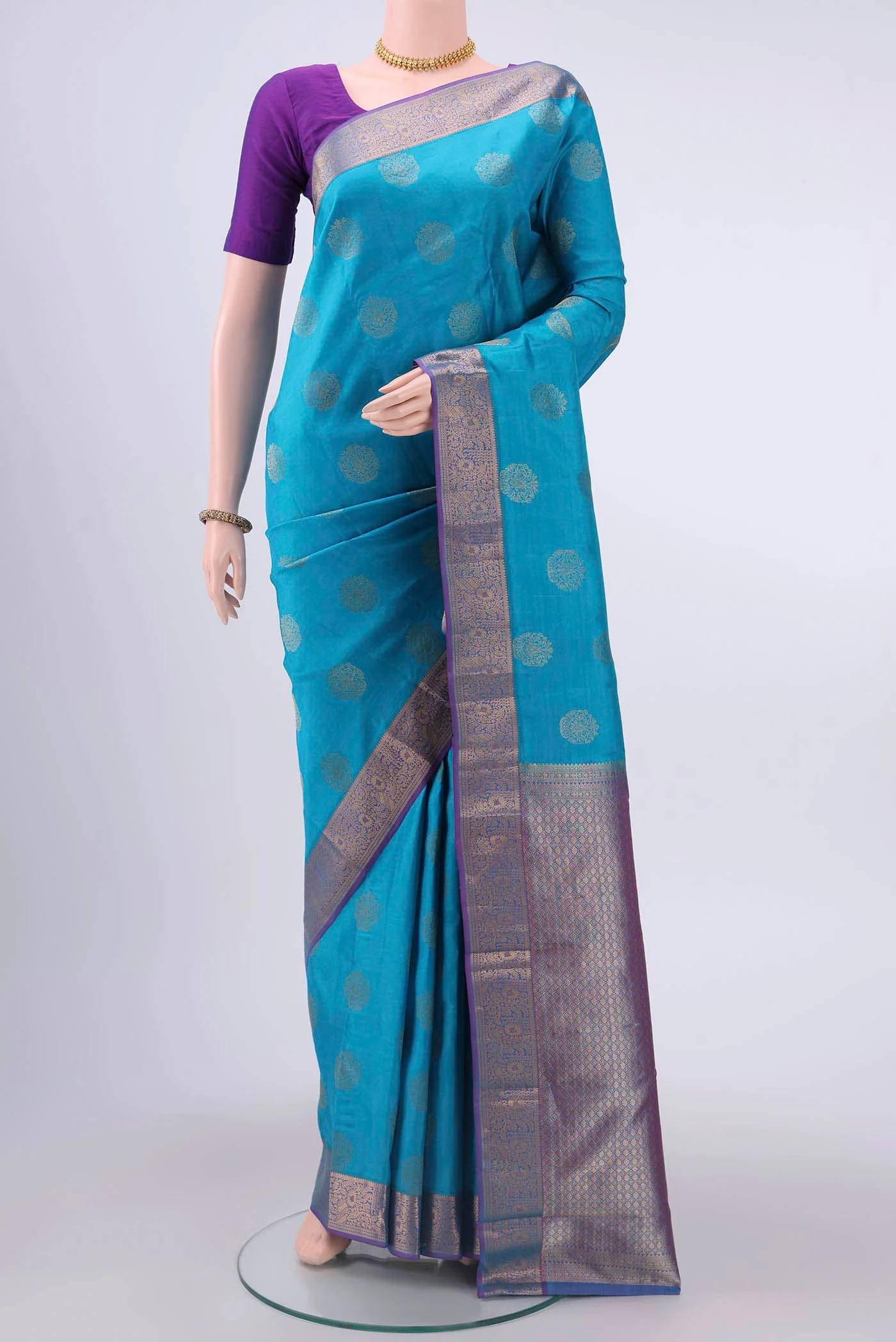 Electric Blue Dual Tone Nangavalli Silk [ Salem ] Saree