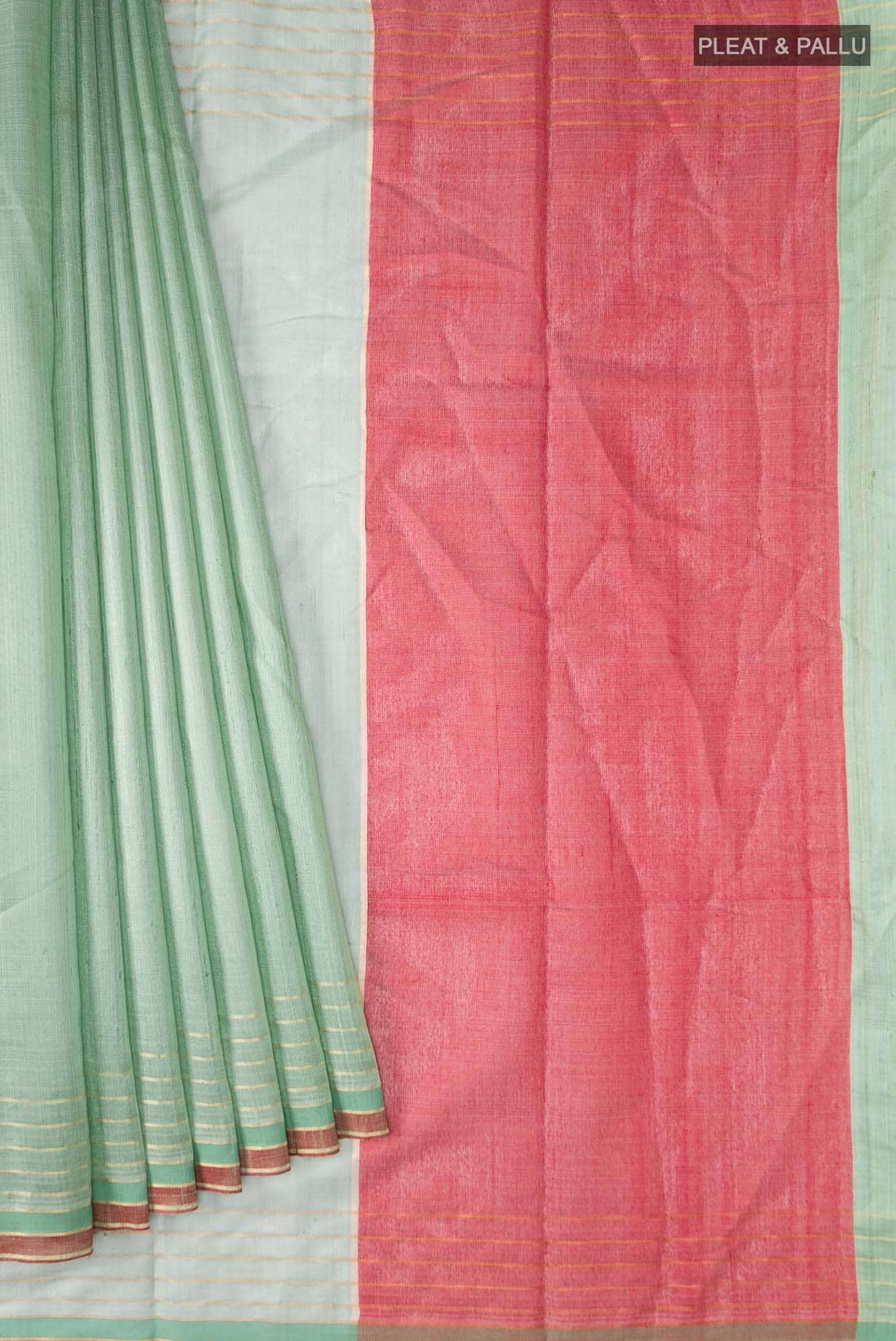 Erina-Mint Green Bhagalpuri Tussar Silk Saree - Image 6