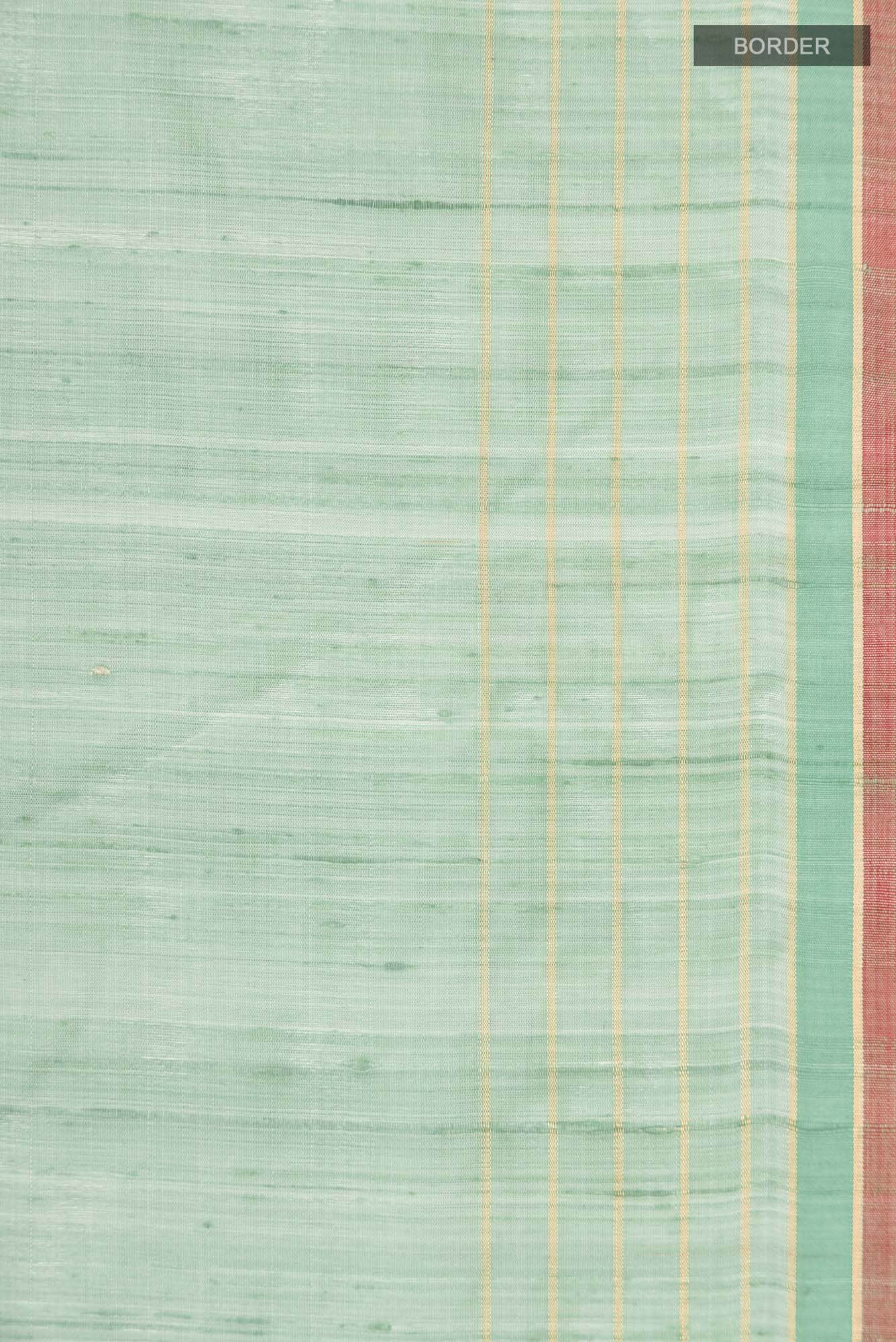 Erina-Mint Green Bhagalpuri Tussar Silk Saree - Image 7