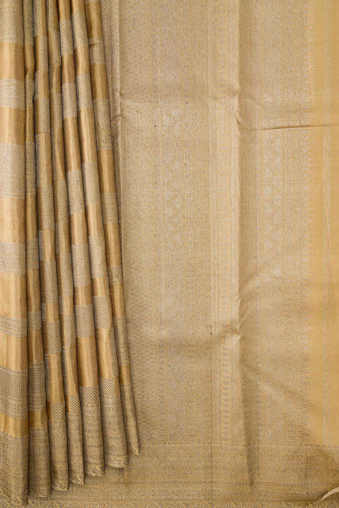 Gold Dual Tone Kanjivaram Silk Saree - Image 4