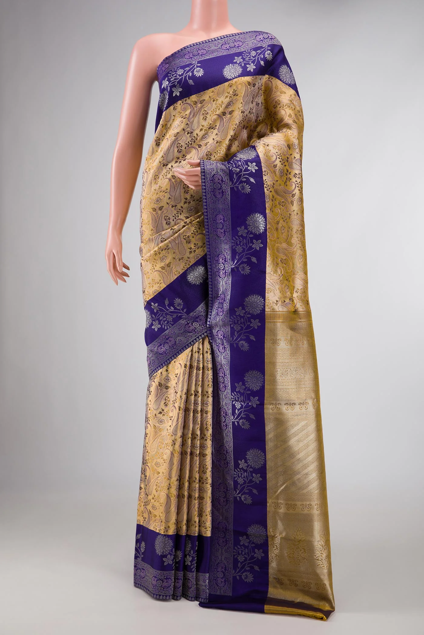 Gold Dual Tone Kanjivaram Silk Saree