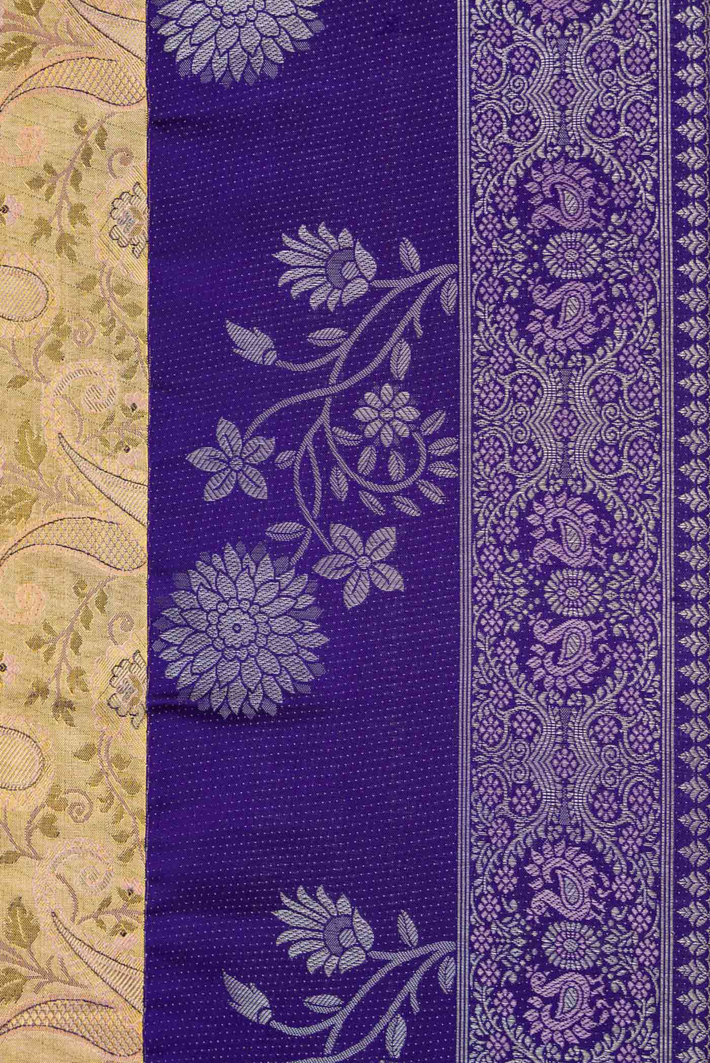 Gold Dual Tone Kanjivaram Silk Saree - Image 3