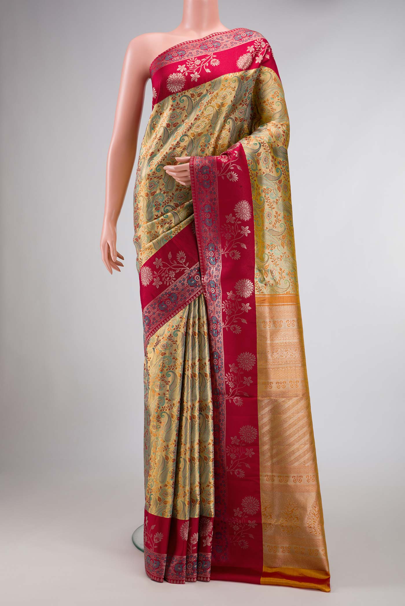 Gold Dual Tone Kanjivaram Silk Saree