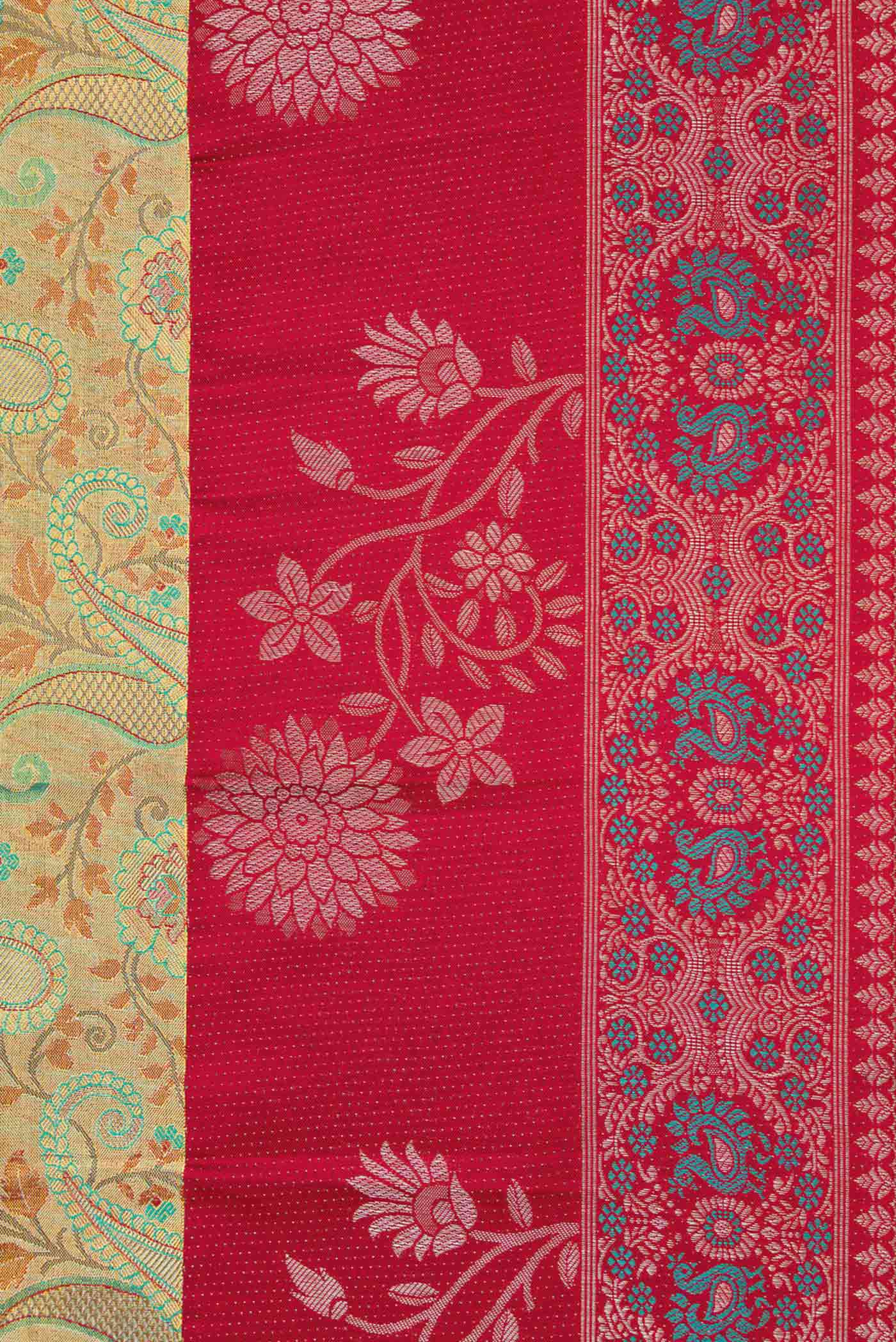 Gold Dual Tone Kanjivaram Silk Saree - Image 3