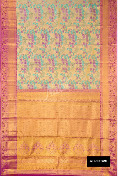 Gold Dual Tone Kanchipuram Tissue Silk Saree