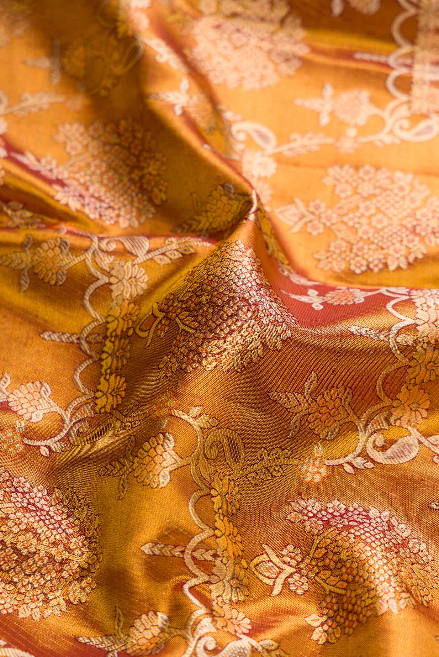 Gold Dual Tone Kanchipuram Tissue Silk Saree - Image 2