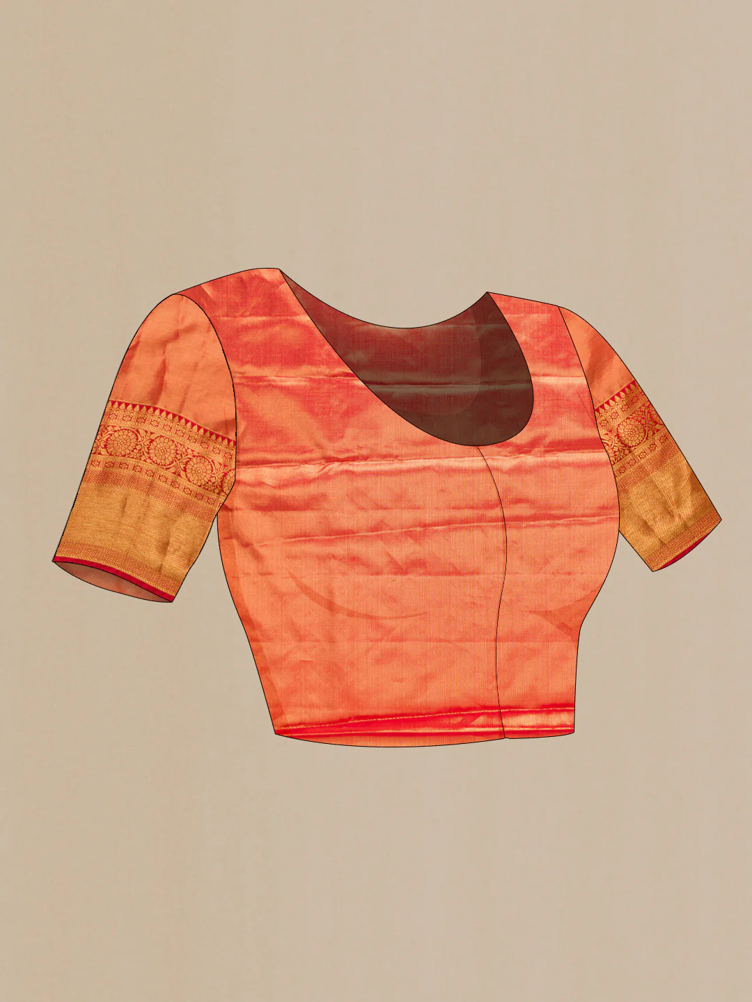 Gold Dual Tone Kanchipuram Tissue Silk Saree - Image 5