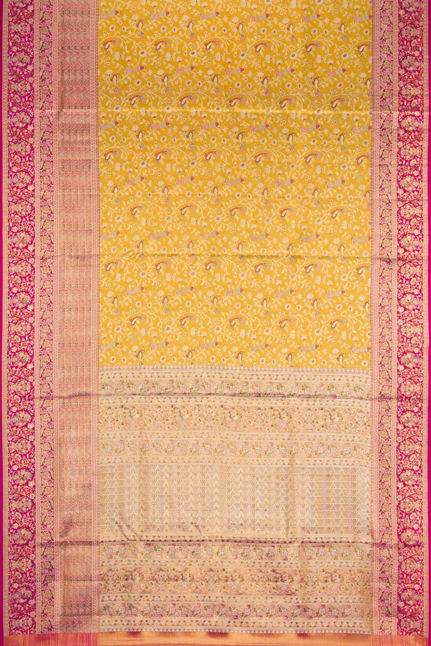 Gold Dual Tone Kanchipuram Tissue Silk Saree - Image 6