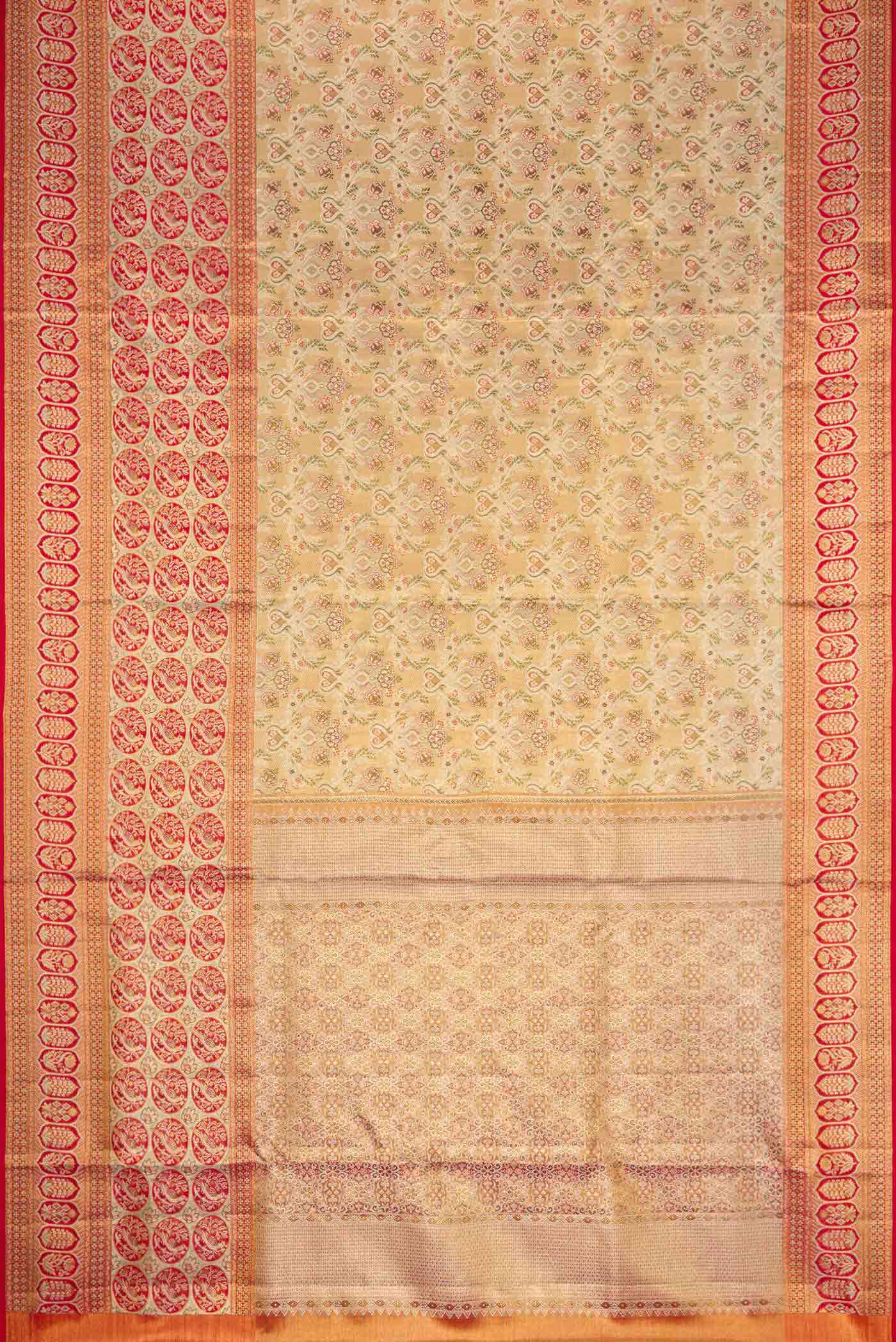 Gold Dual Tone Kanchipuram Tissue Silk Saree - Image 6