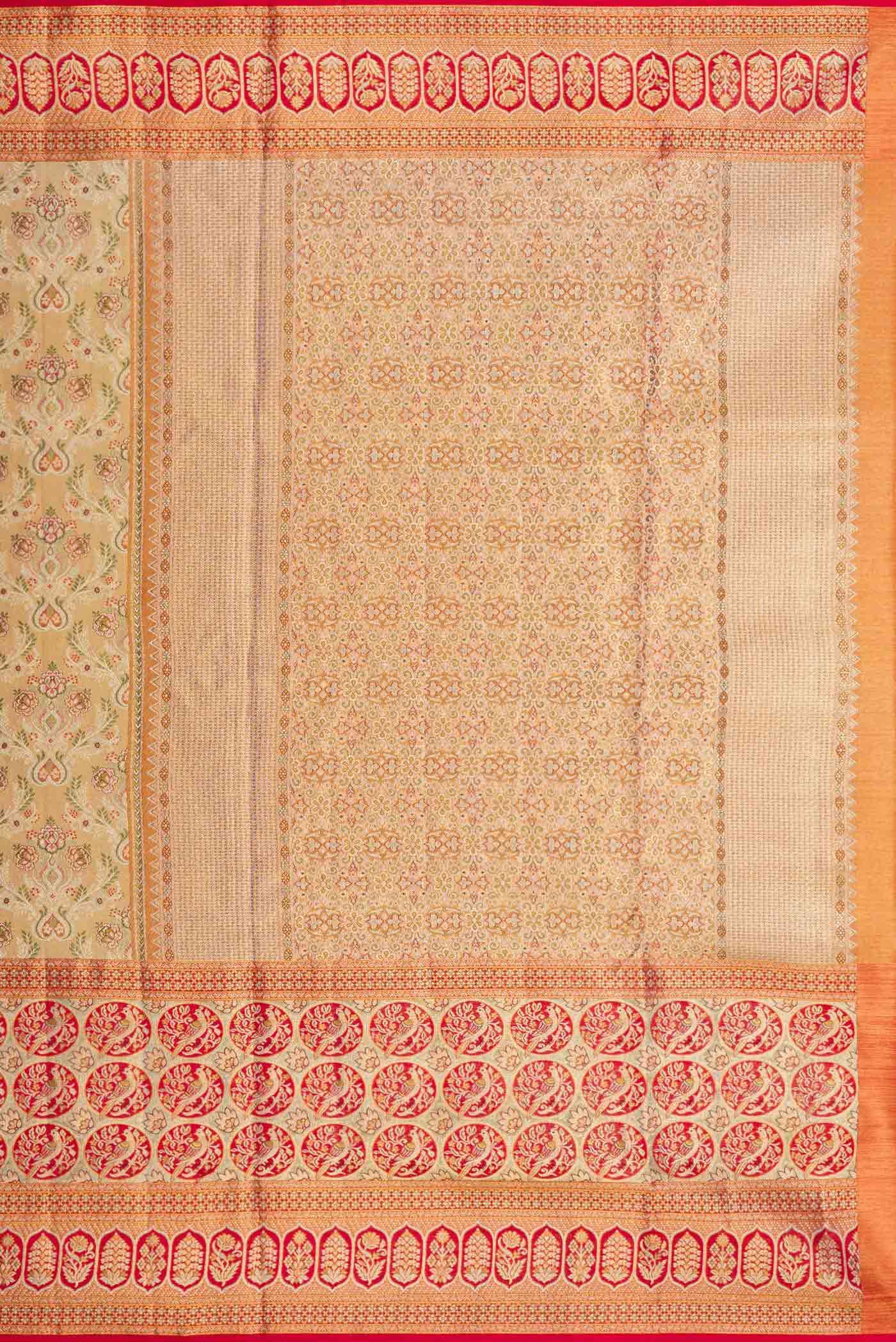 Gold Dual Tone Kanchipuram Tissue Silk Saree - Image 7