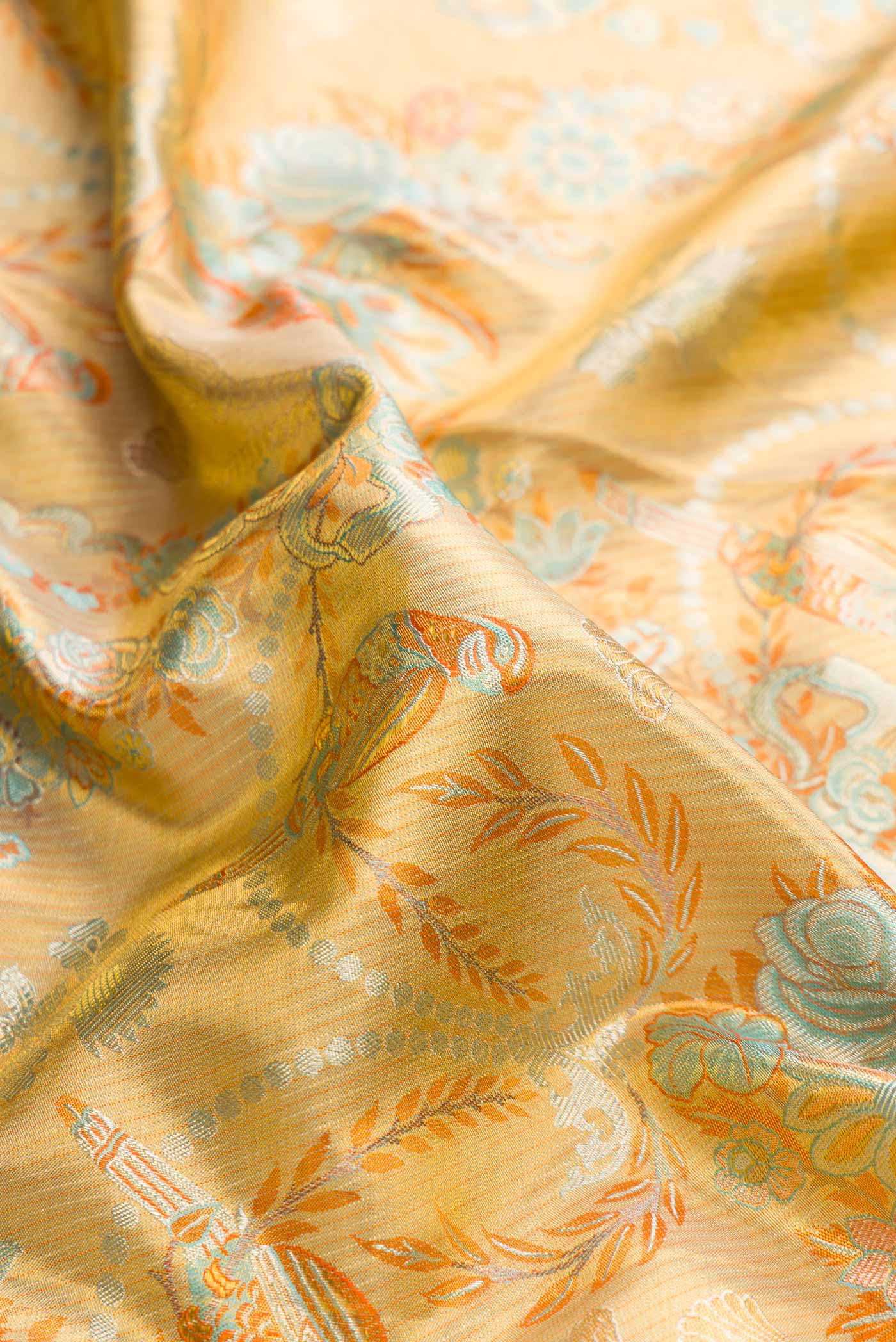 Gold Dual Tone Kanchipuram Tissue Silk Saree - Image 2