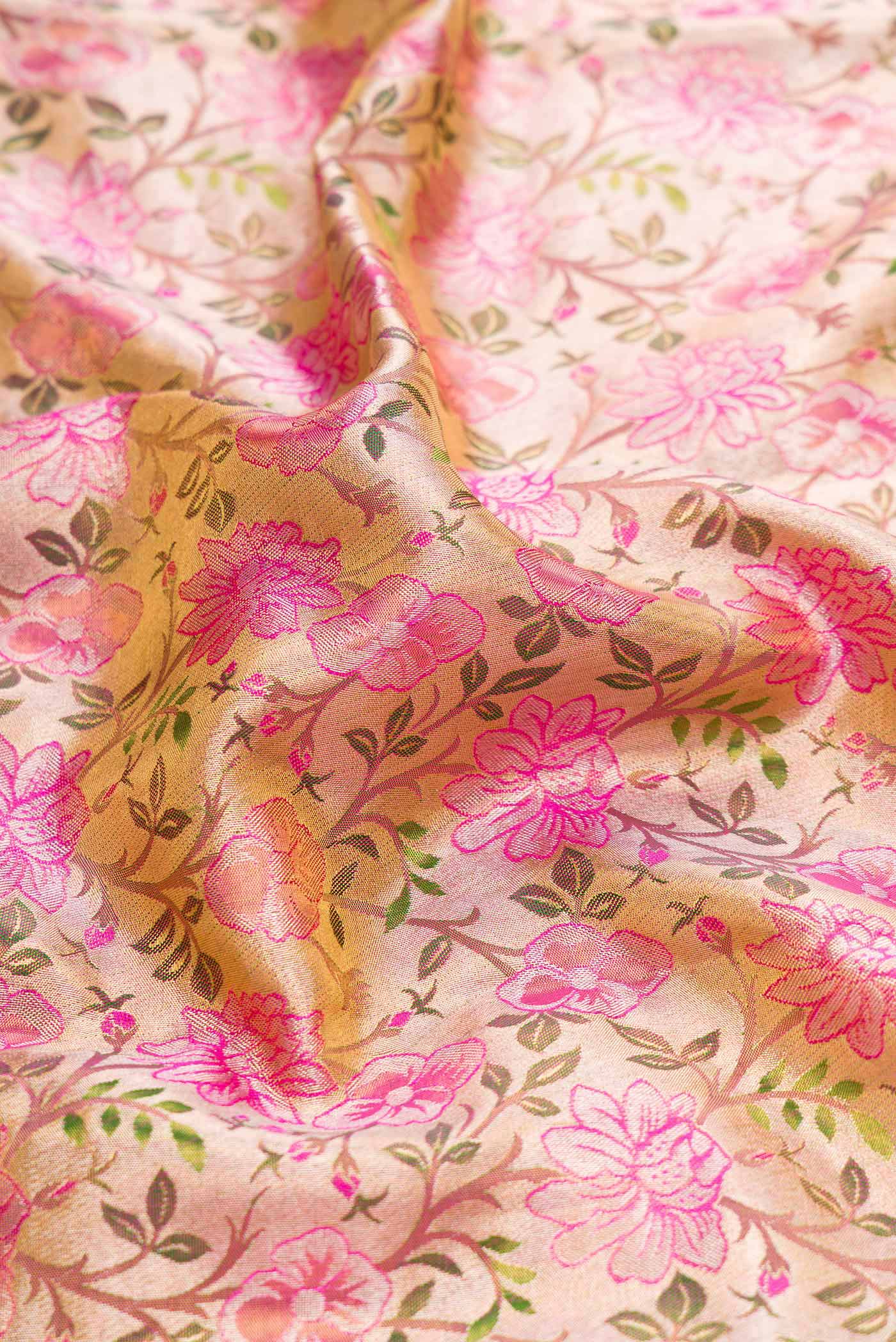 Gold Dual Tone Kanjivaram Tissue Silk Saree - Image 2