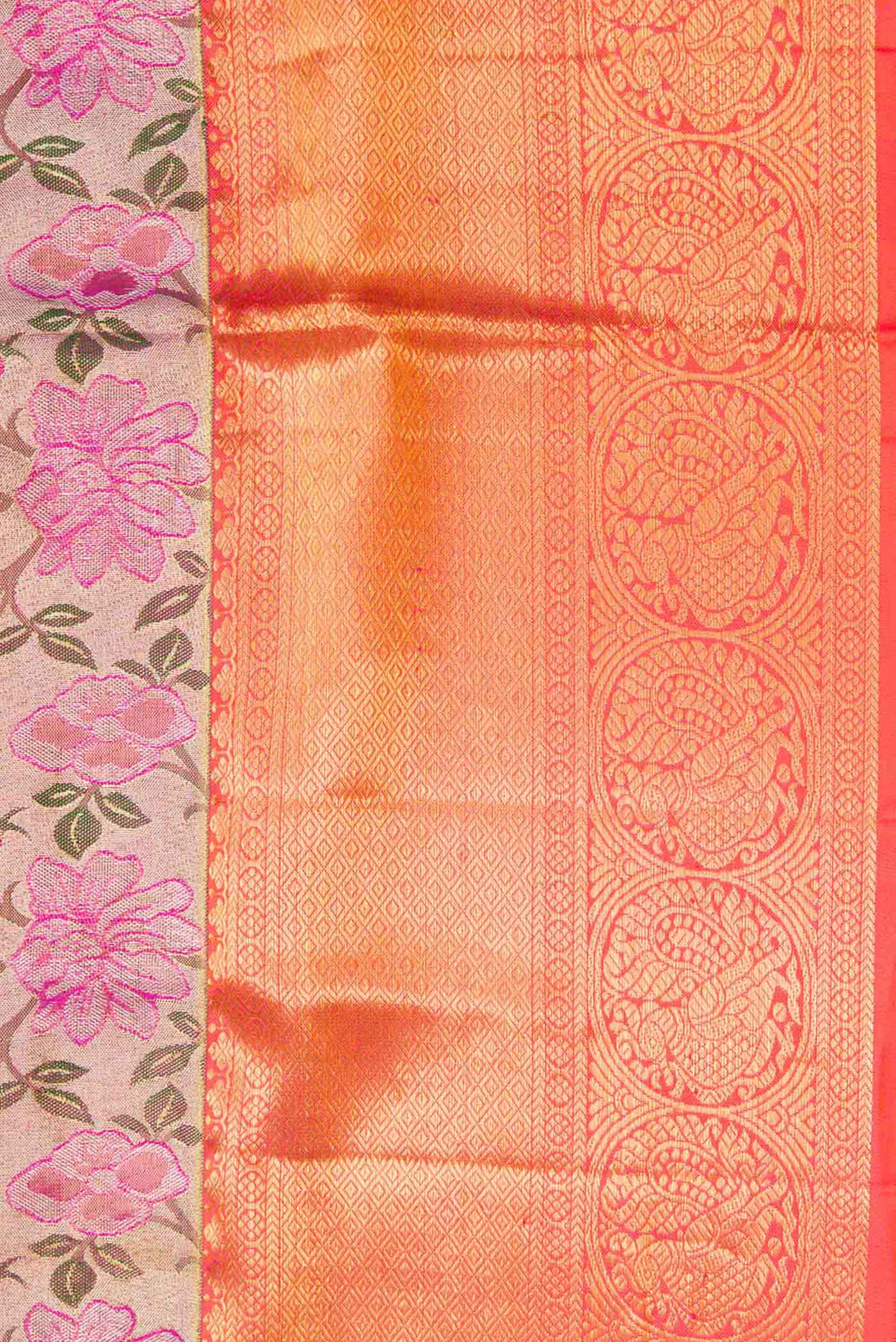 Gold Dual Tone Kanjivaram Tissue Silk Saree - Image 3