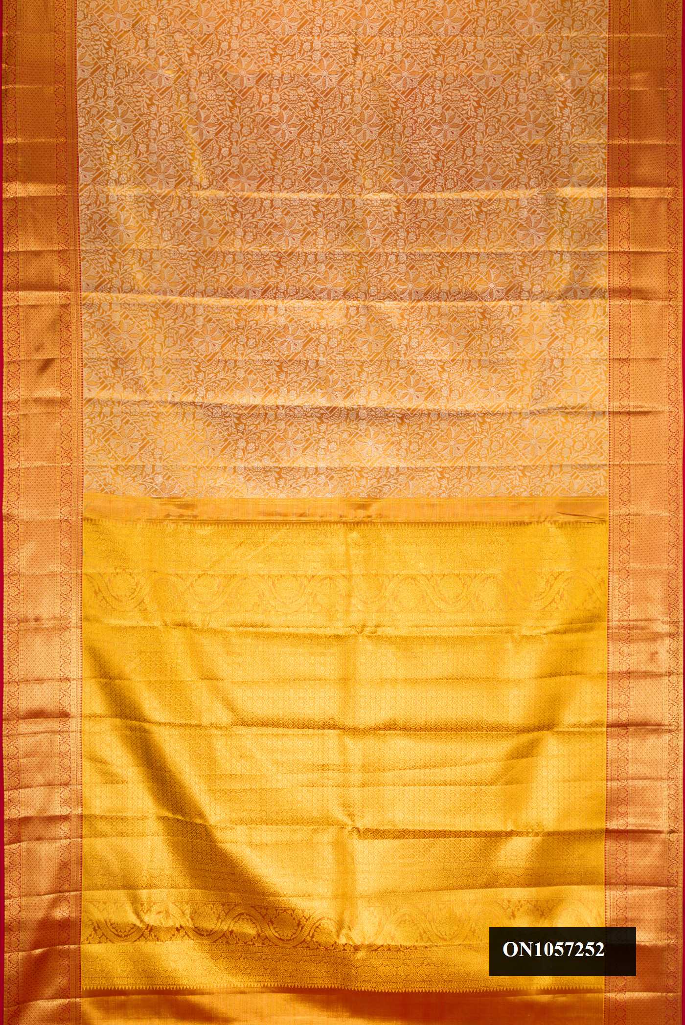 Gold Dual Tone Kanchipuram Tissue Silk Saree