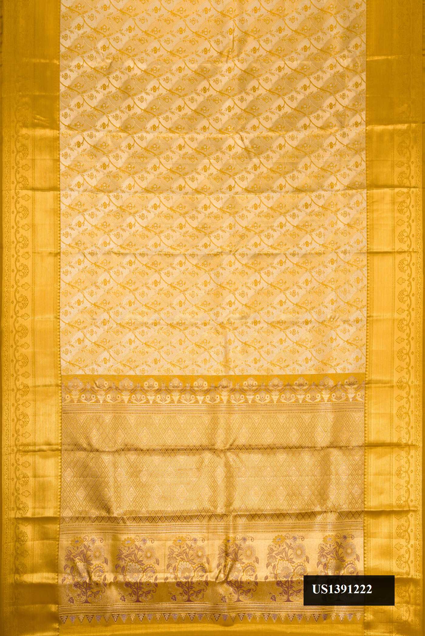 Gold Dual Tone Kanchipuram Tissue Silk Saree