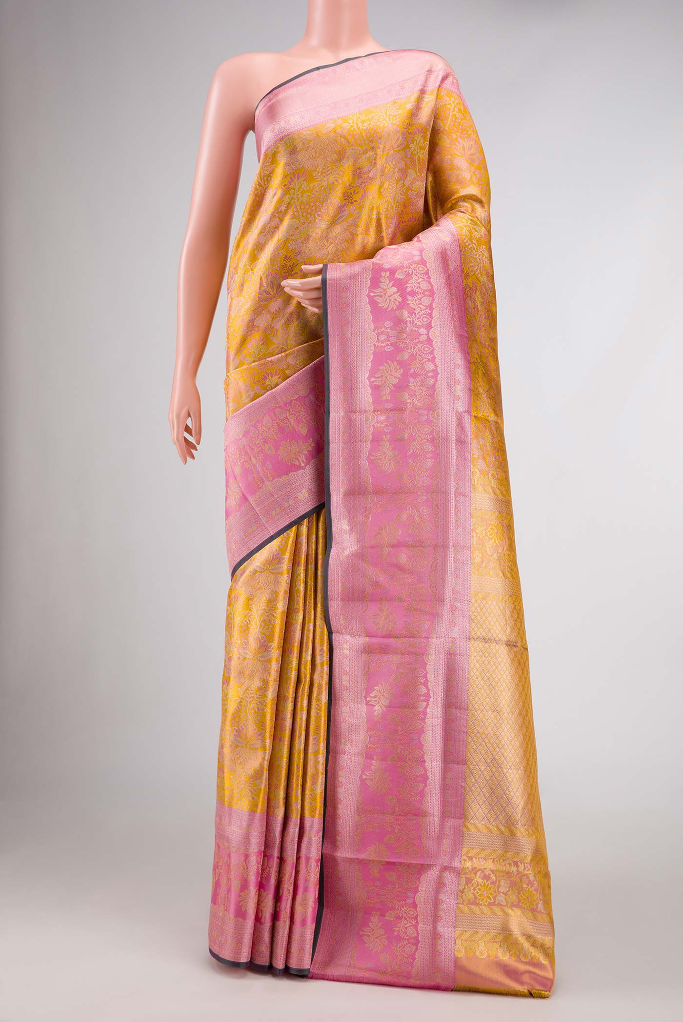 Yellow Kanjivaram Tissue Silk Saree