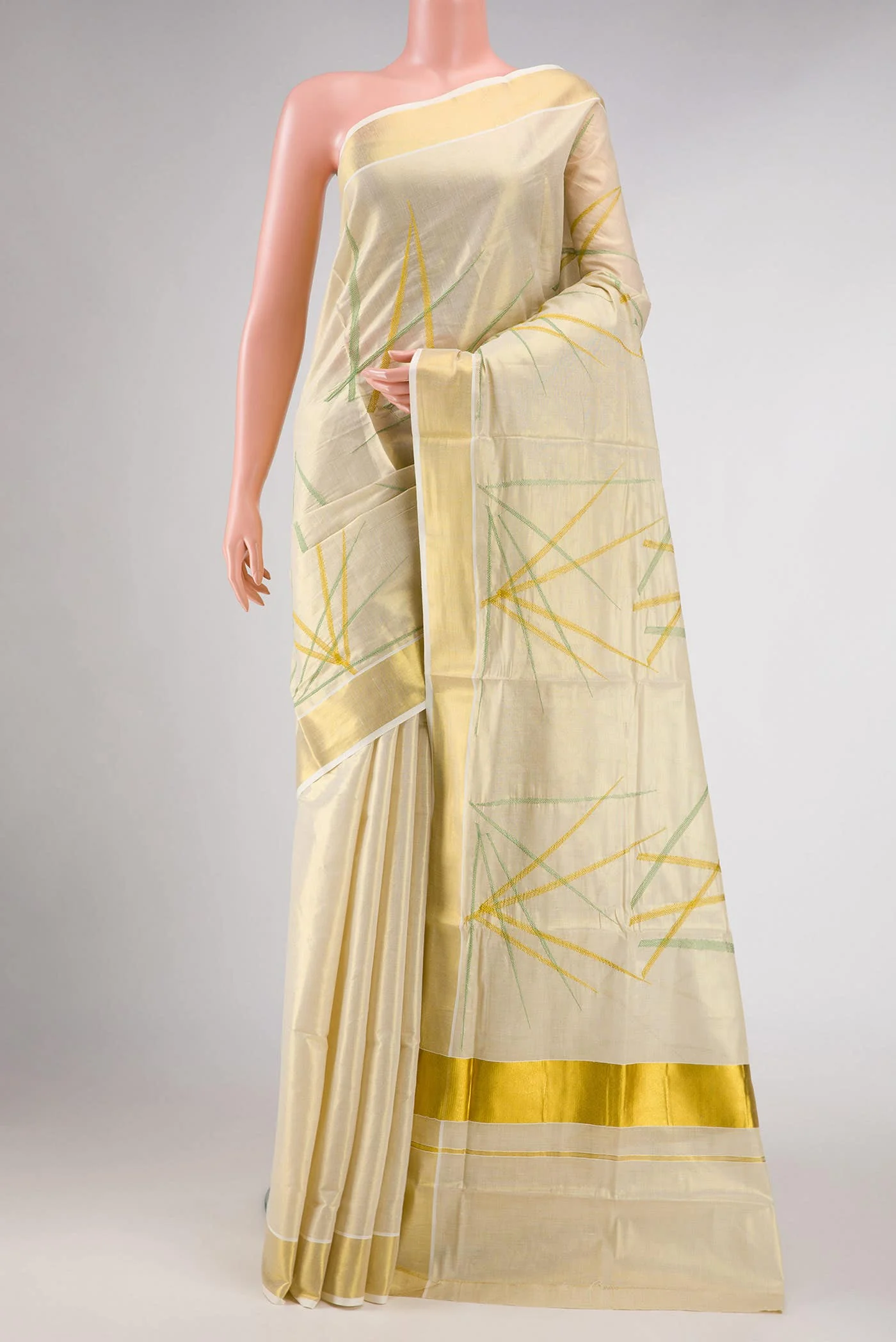 Gold Dual Tone Kerala Cotton Saree