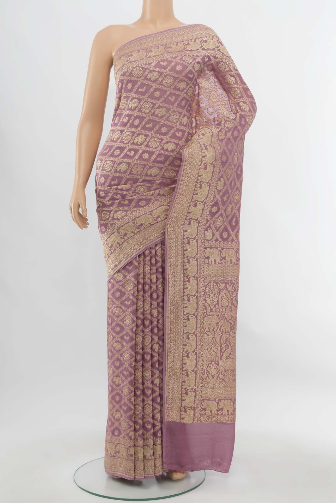 Lavender Banarasi Georgette Saree