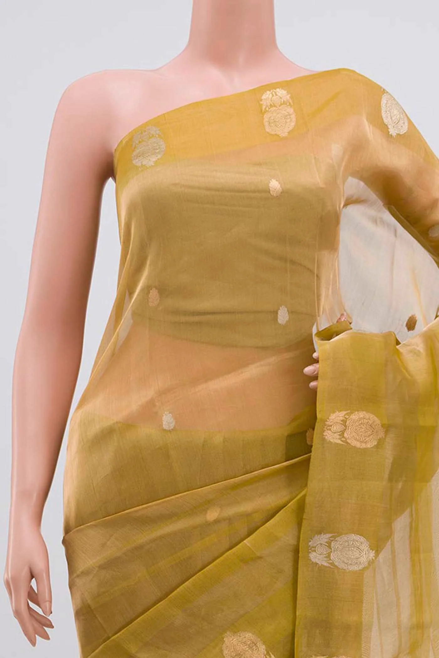 Golden Banarasi Tissue Silk Saree - Image 2