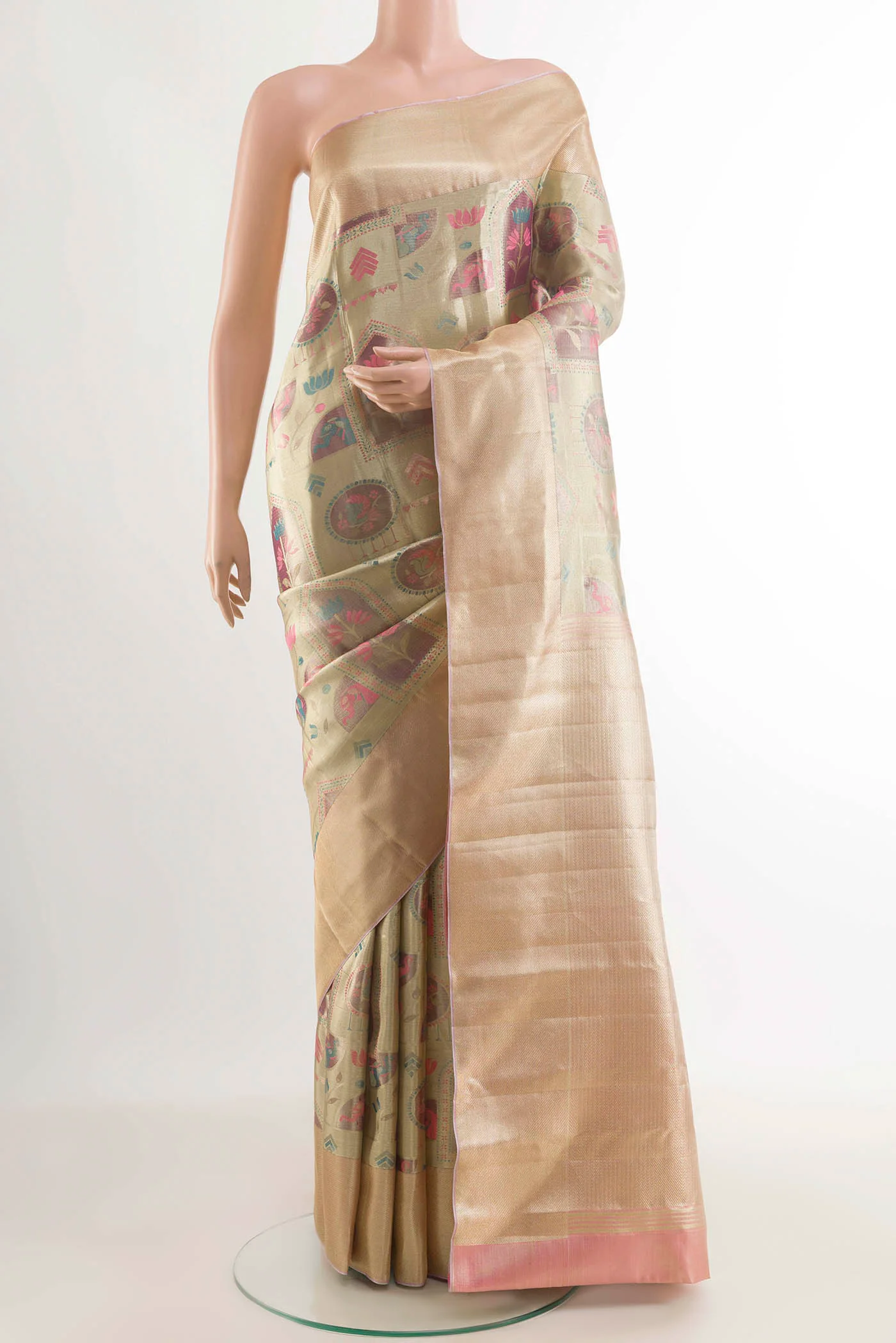 Golden Kanchipuram Tissue Silk Saree