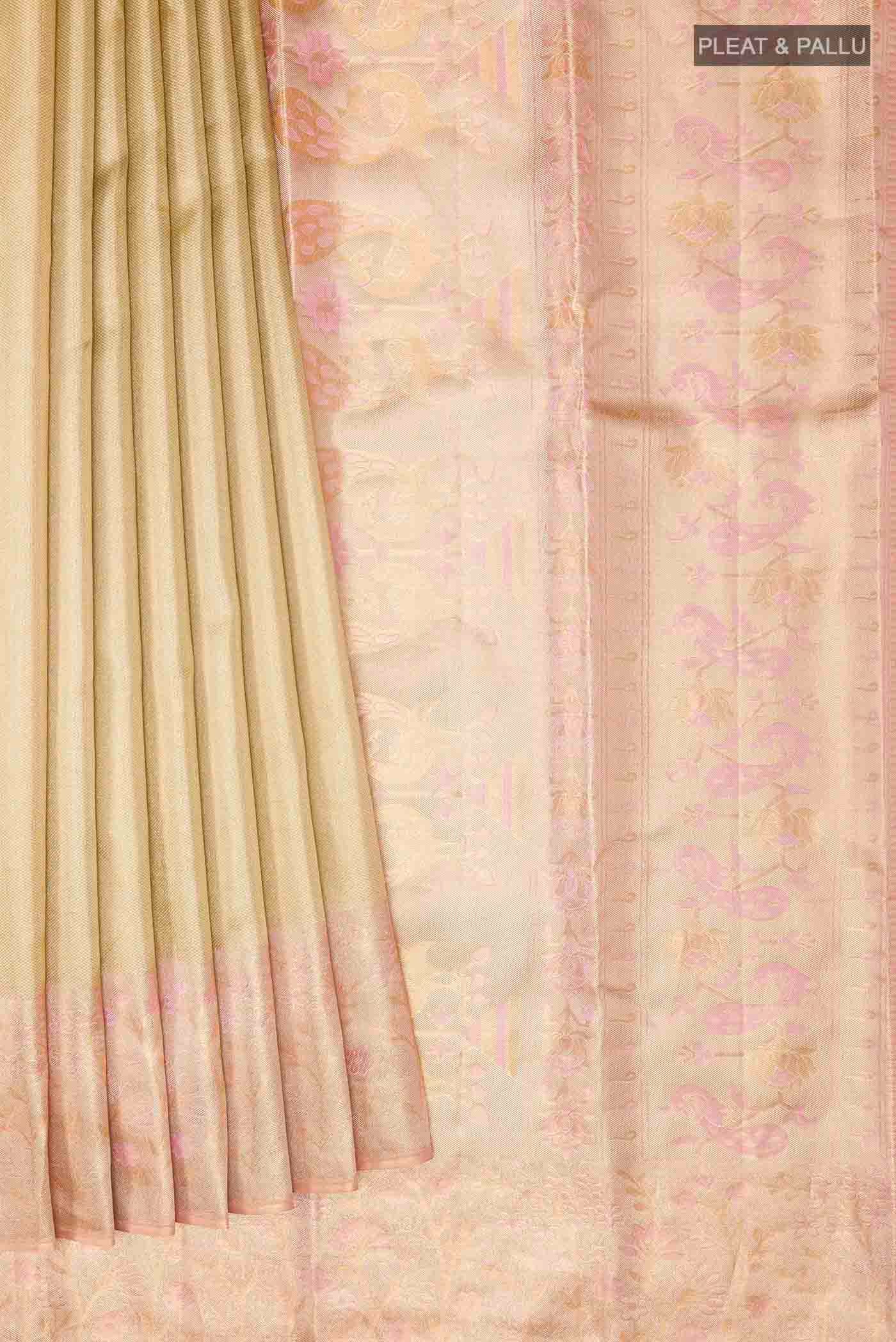 Golden Kanjivaram Tissue Silk Saree - Image 4