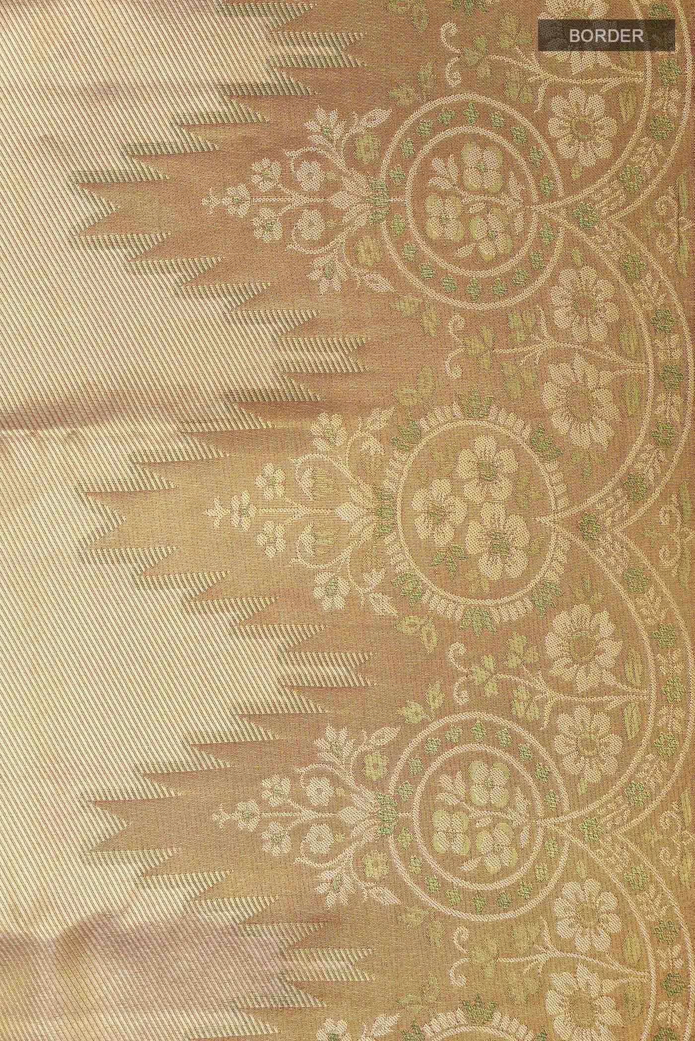 Golden Kanchipuram Tissue Silk Saree - Image 3