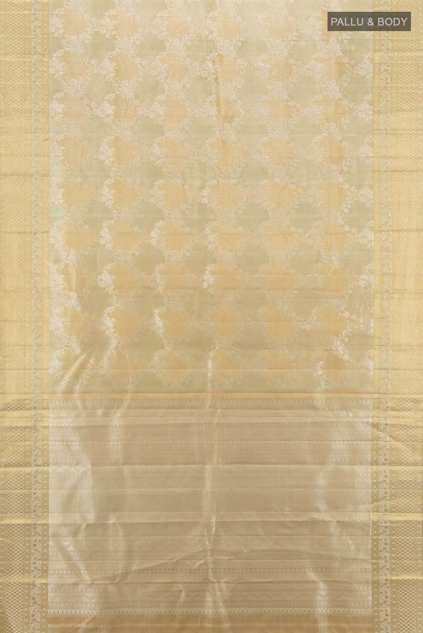 Dark Beige with Gold Color Kanjivaram Tissue Silk Saree - Image 5