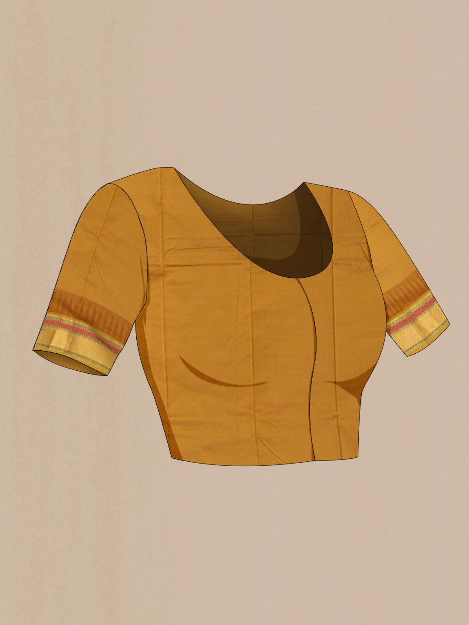 Golden Peach Bangalore Silk - kadyal Saree - Image 4