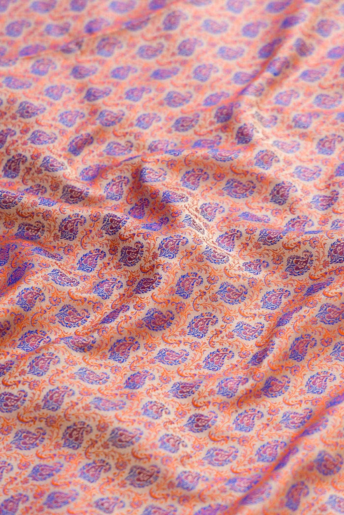 Golden Peach Dual Tone Banarasi Silk Saree - Image 6