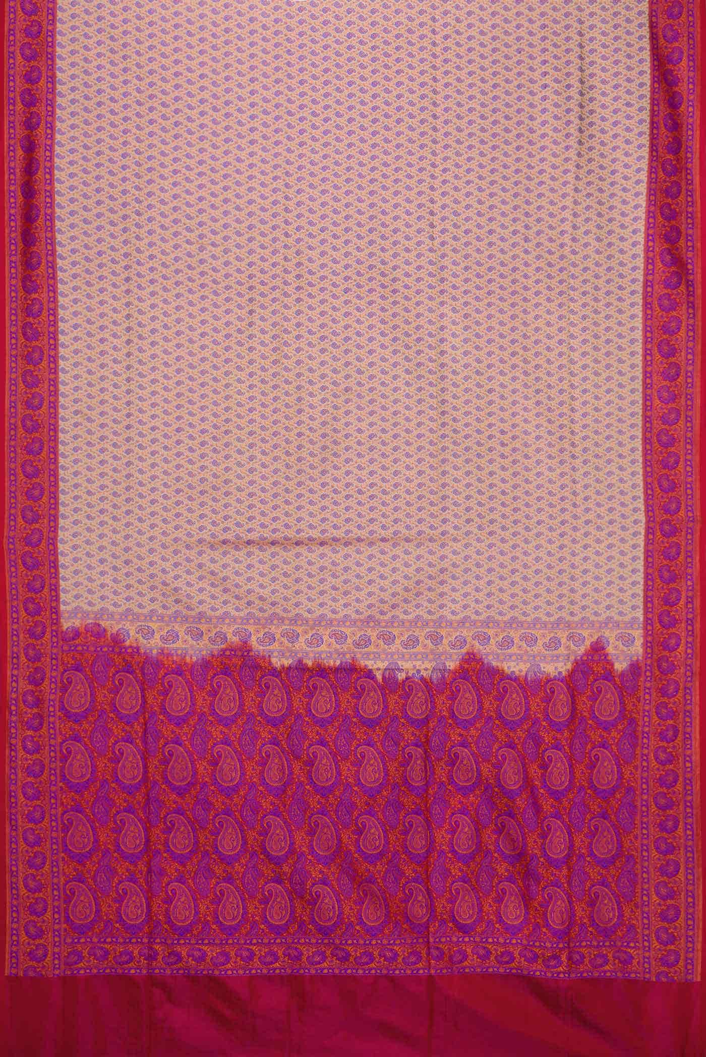 Golden Peach Dual Tone Banarasi Silk Saree - Image 8