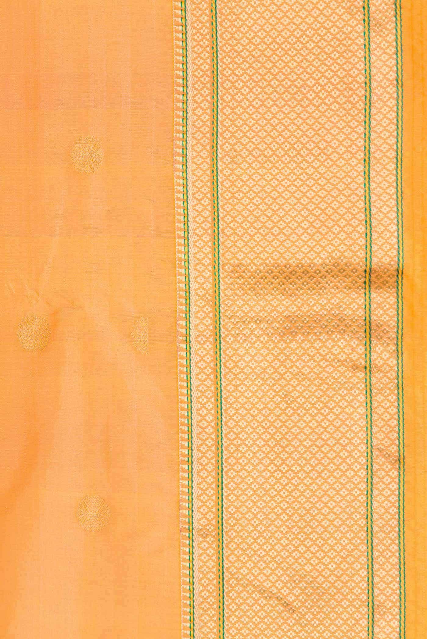 Golden Peach Dual Tone Blended Paithani Silk Saree - Image 3