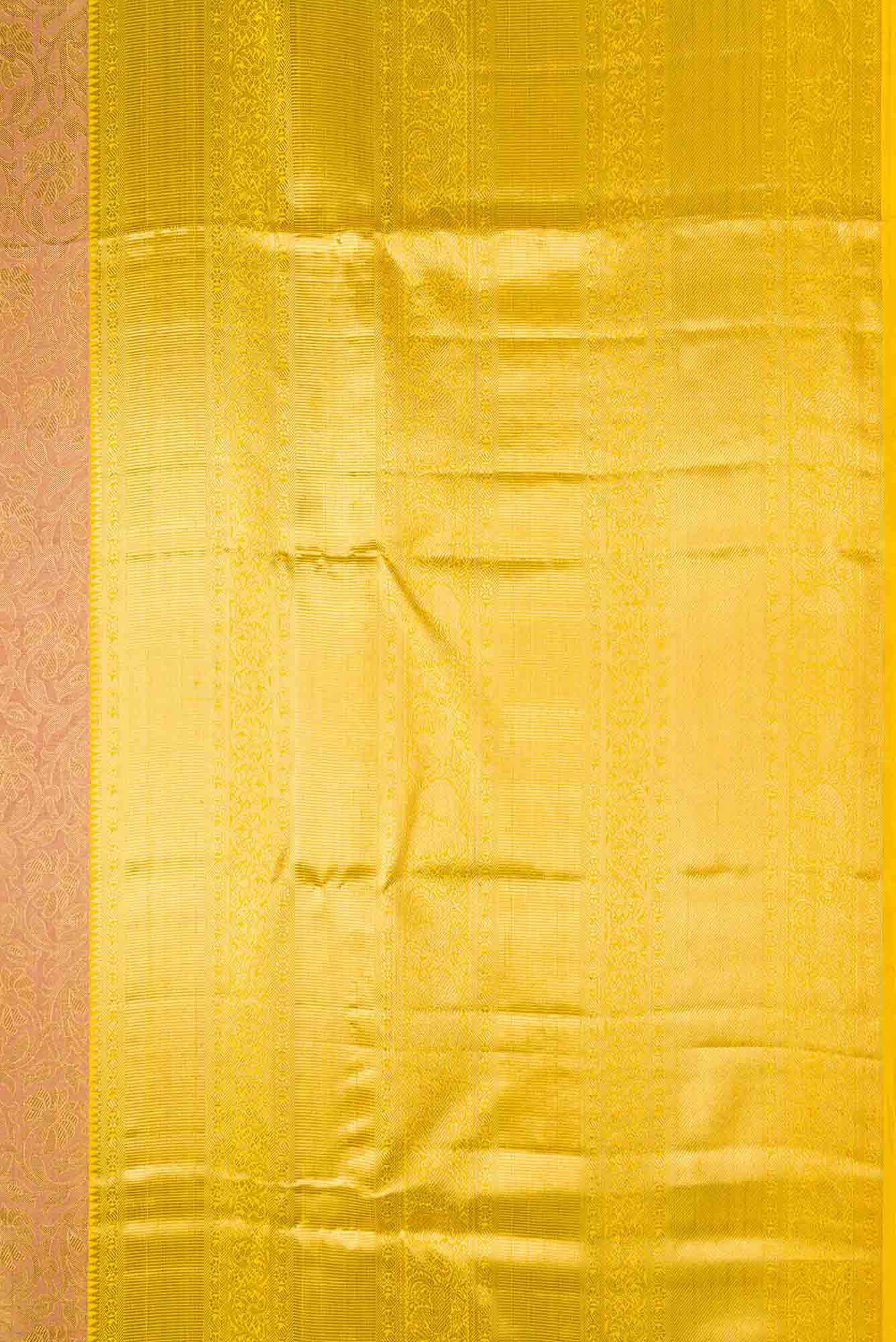 Pure Silk Pure Zari Golden Peach Dual Tone Kanjivaram Saree - Image 5