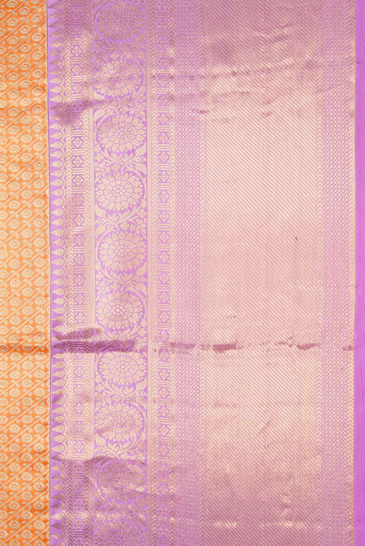 Orange Kanchipuram Tissue Silk Saree - Image 3