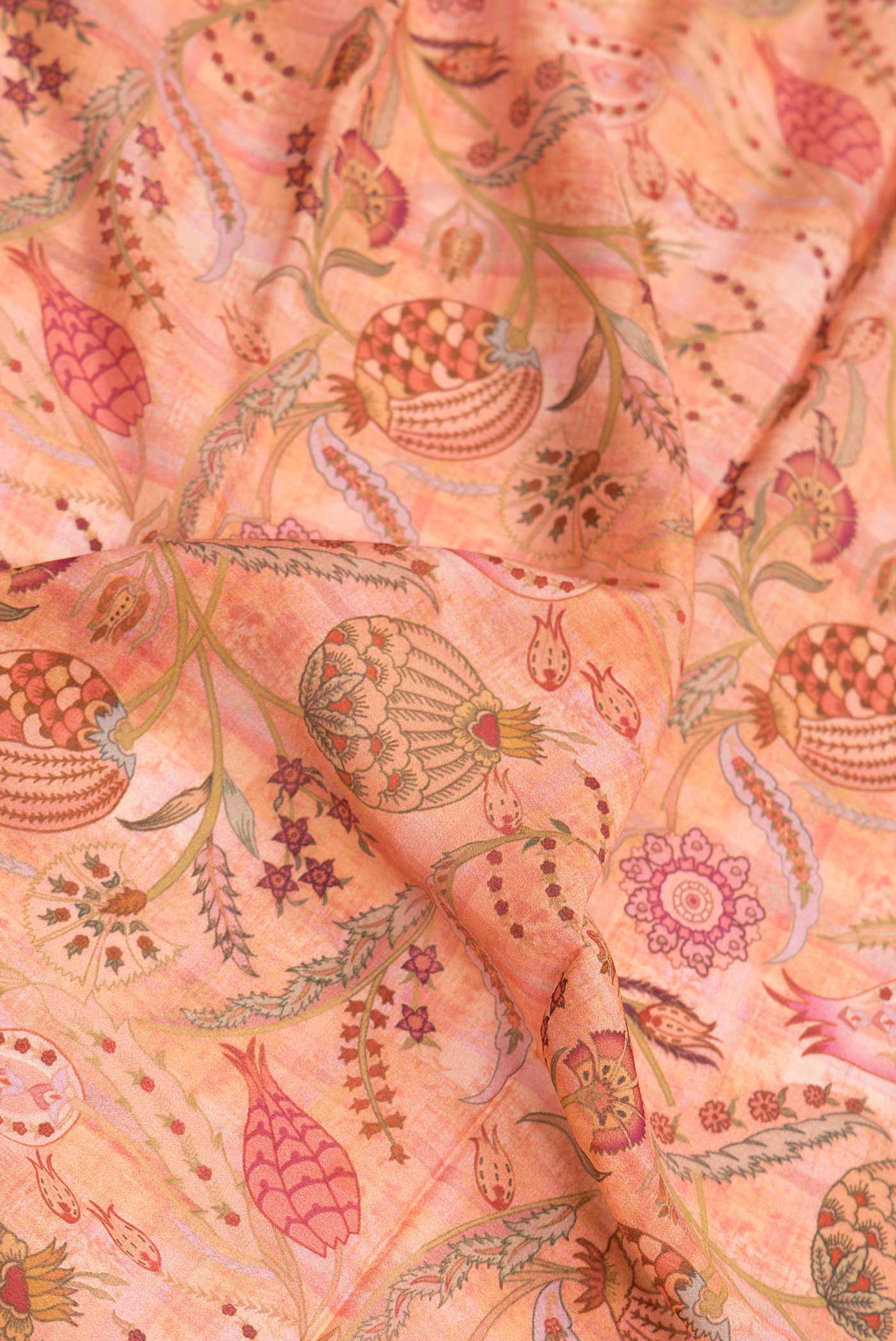 Peach Mysore Crepe Saree - Image 2