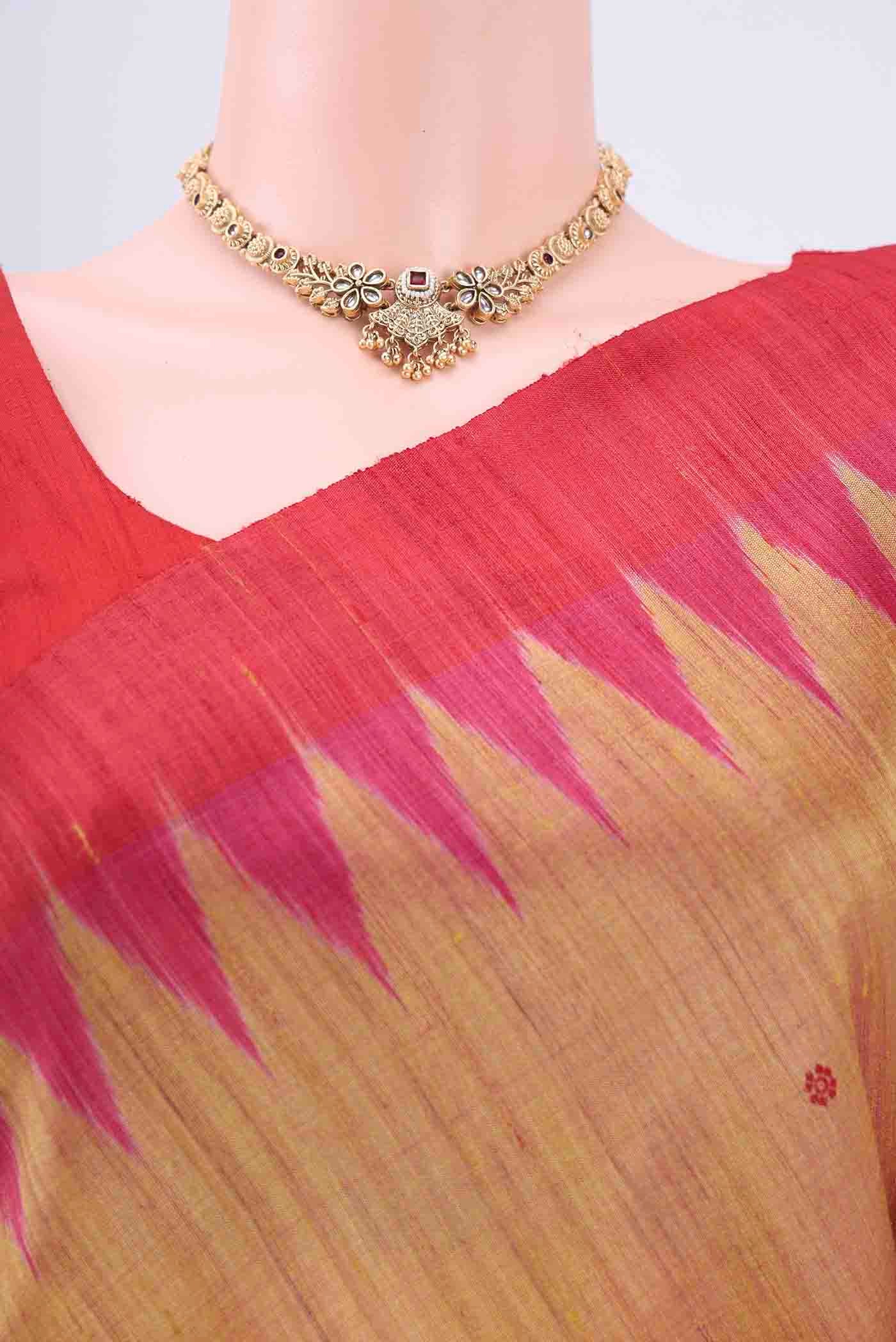 Golden Tussar Silk Saree - Image 2