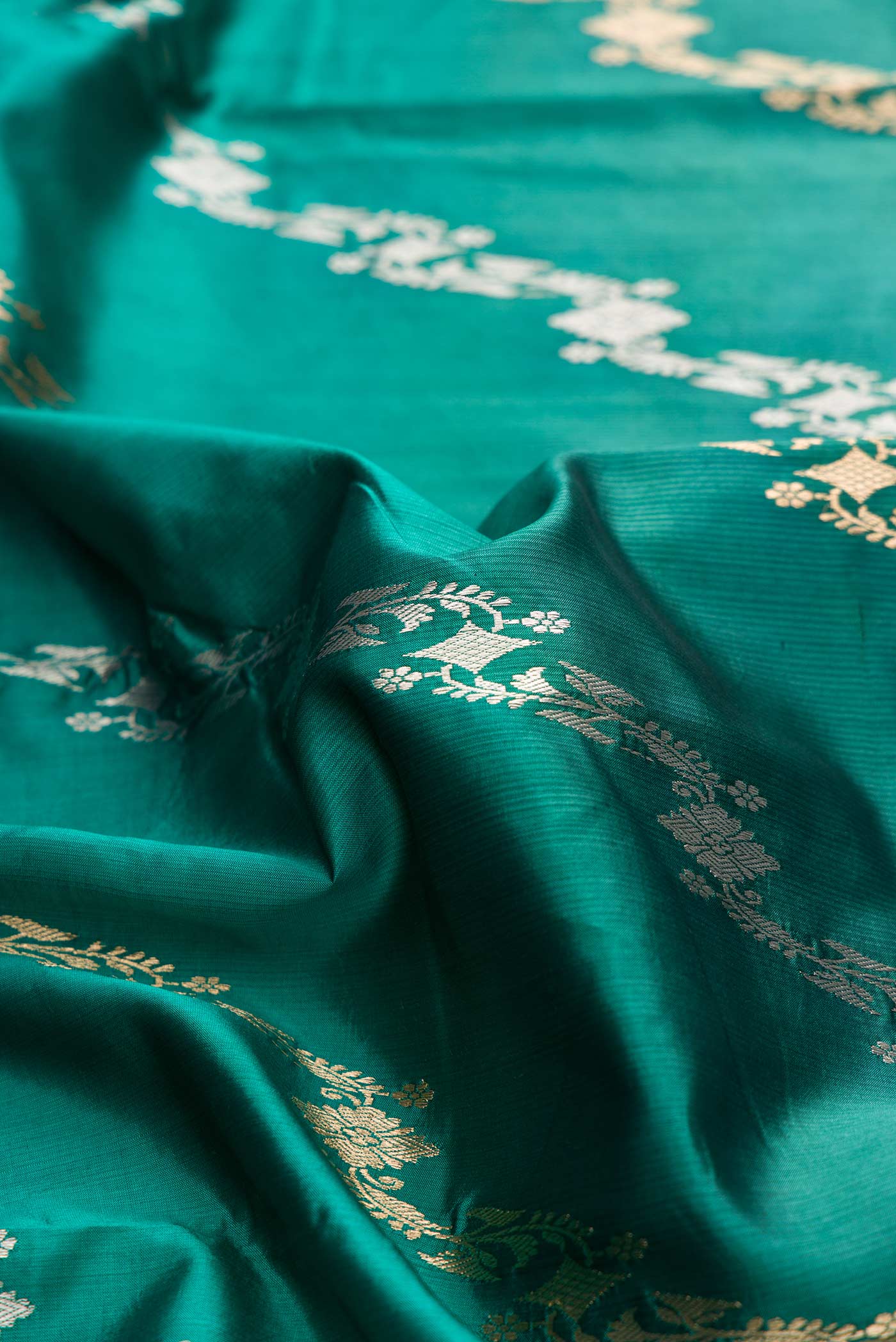 Green and Light Green Color Tussar Silk Saree - Image 2