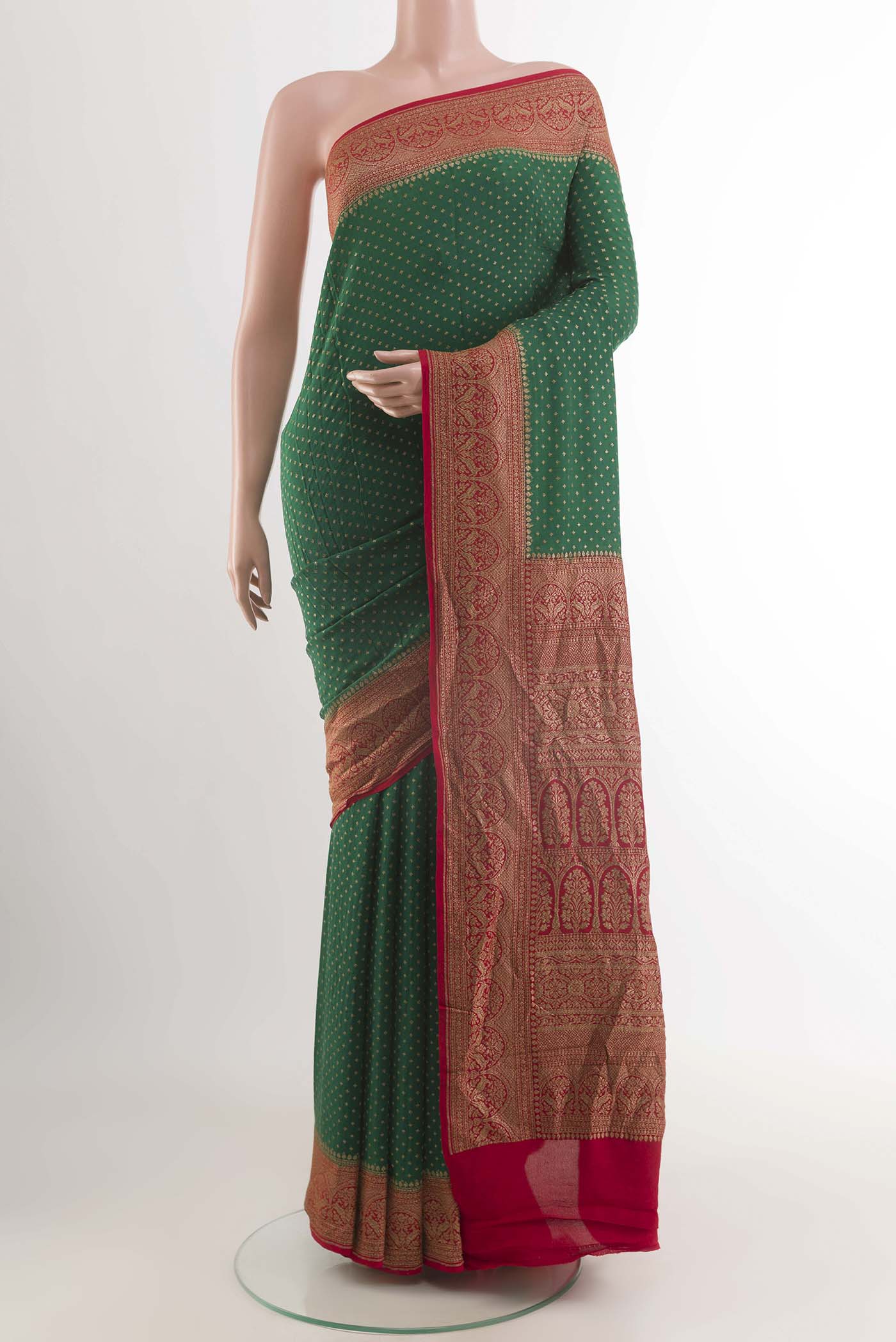 Green Banarasi Georgette Saree