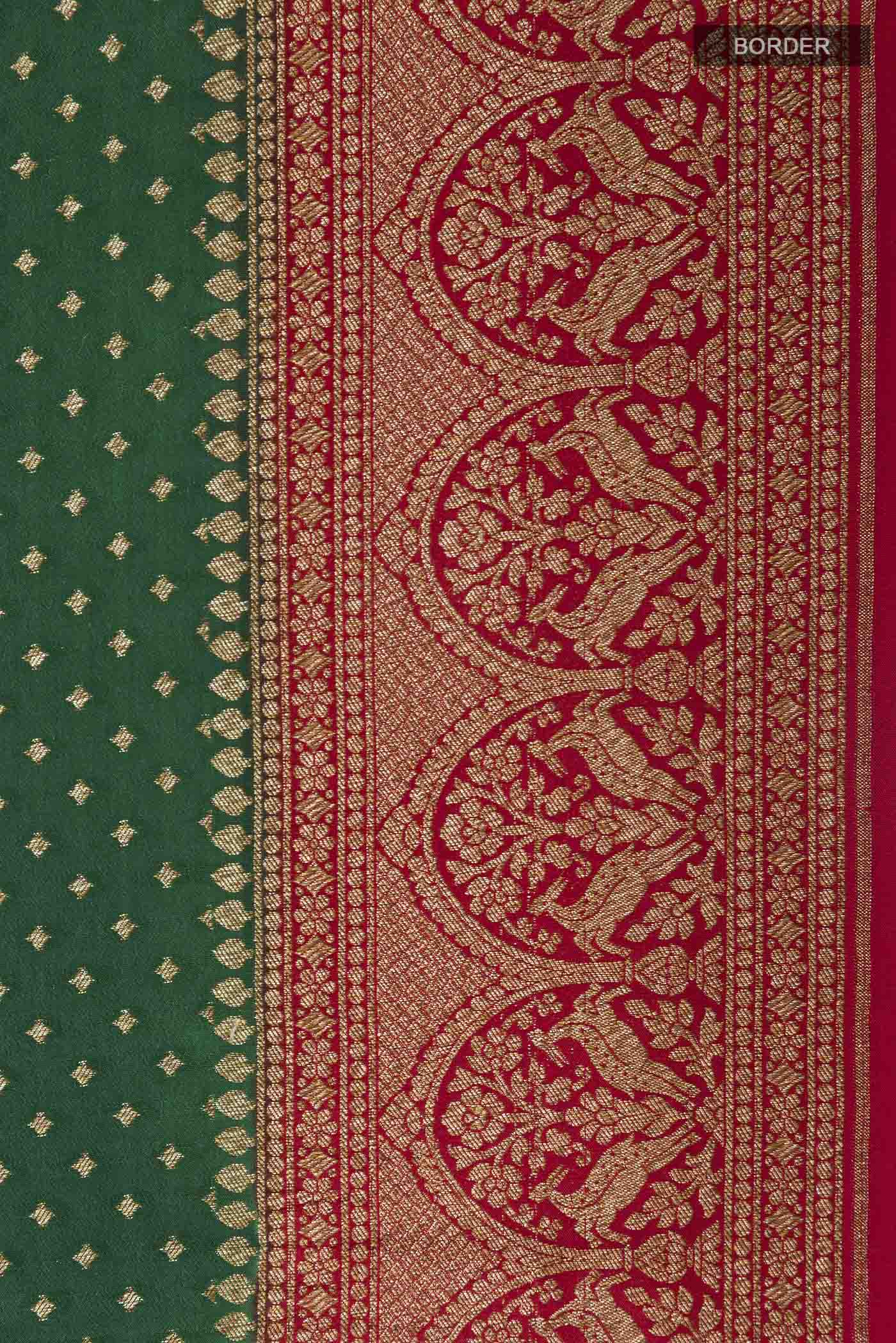 Green Banarasi Georgette Saree - Image 3