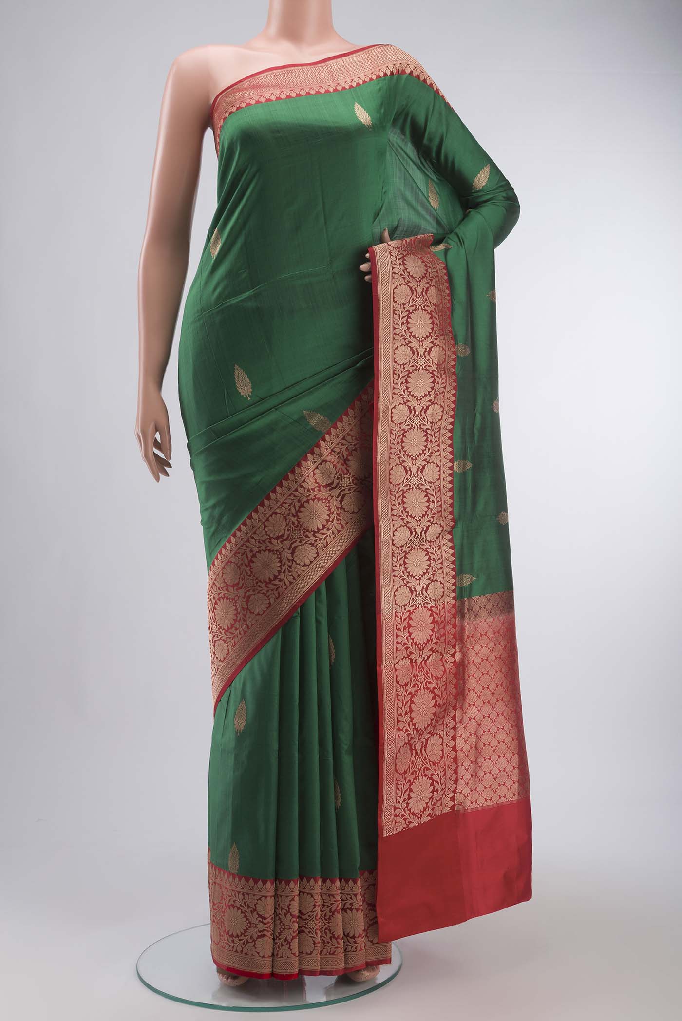 Green Banarasi Katan Silk Saree