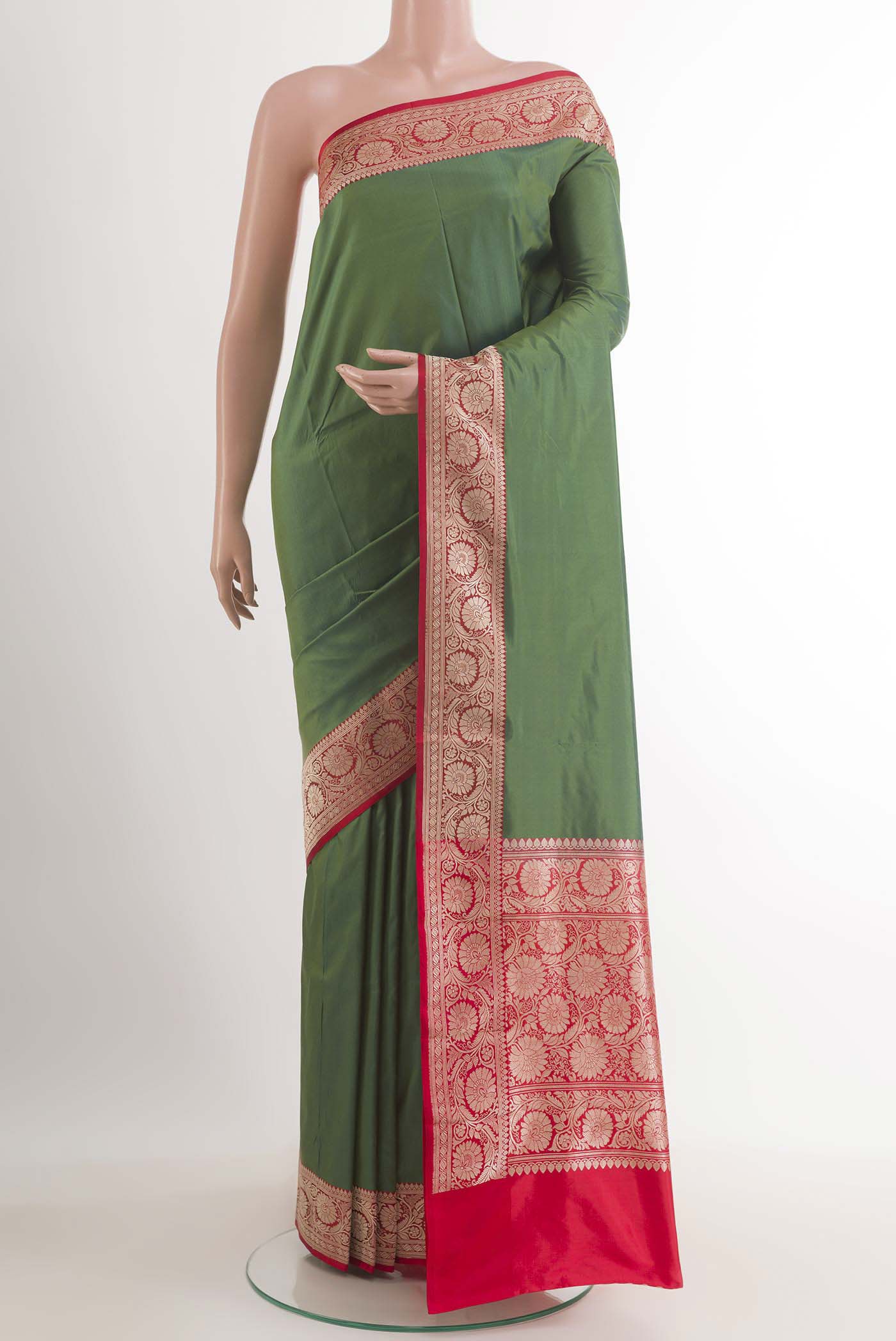 Green with Blue Color Banarasi Katan Silk Saree
