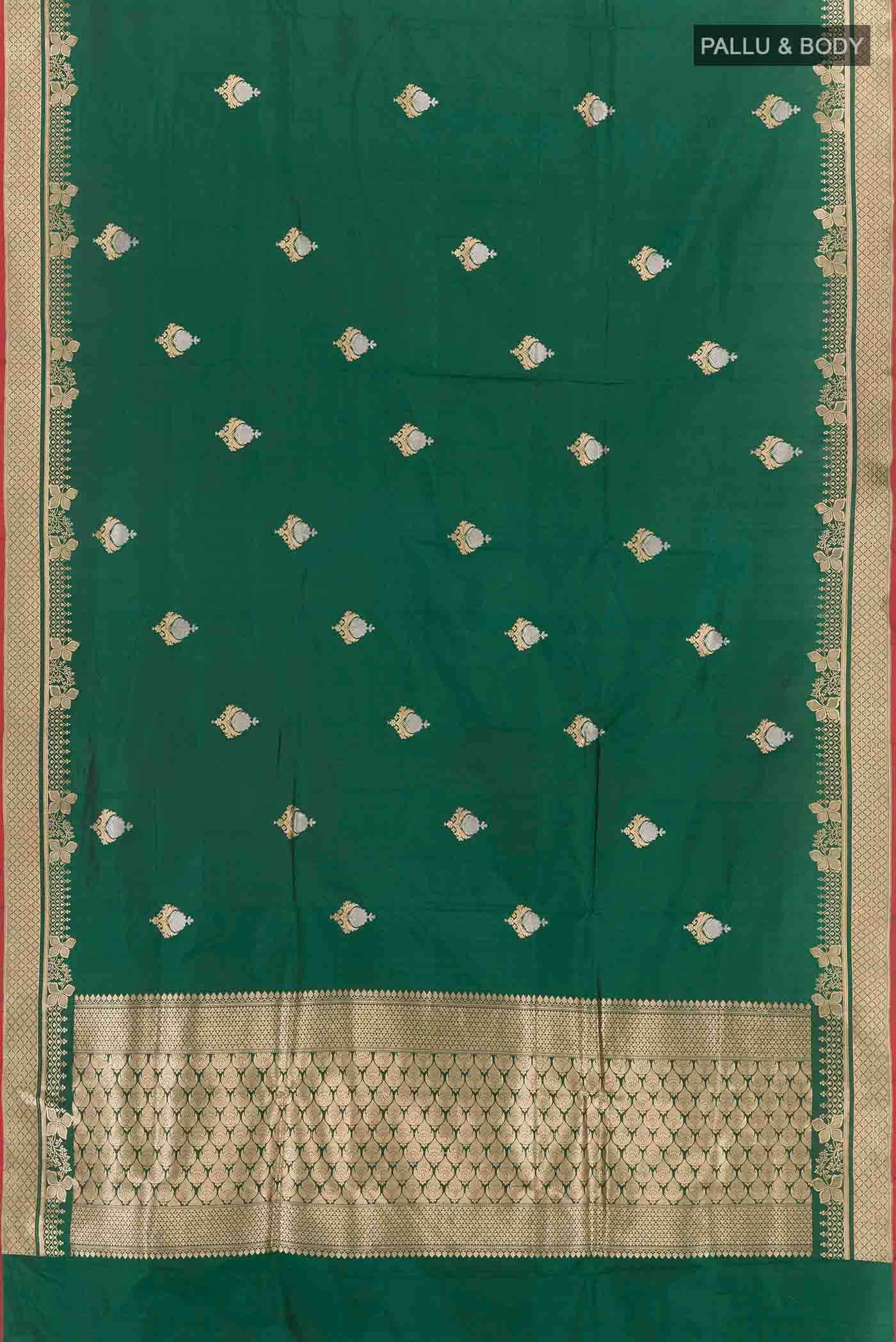 Green Banarasi Katan Silk Saree - Image 3