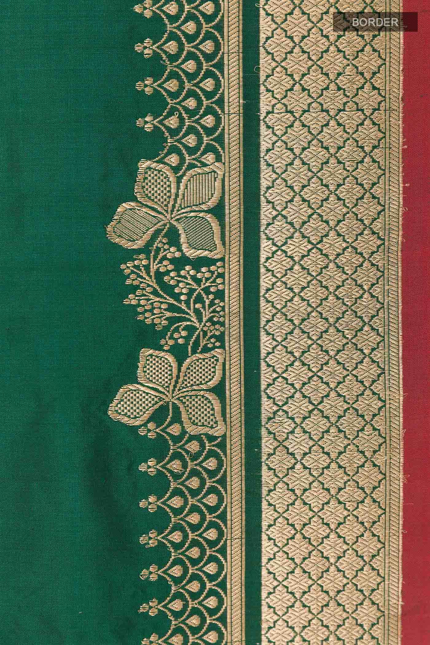 Green Banarasi Katan Silk Saree - Image 4